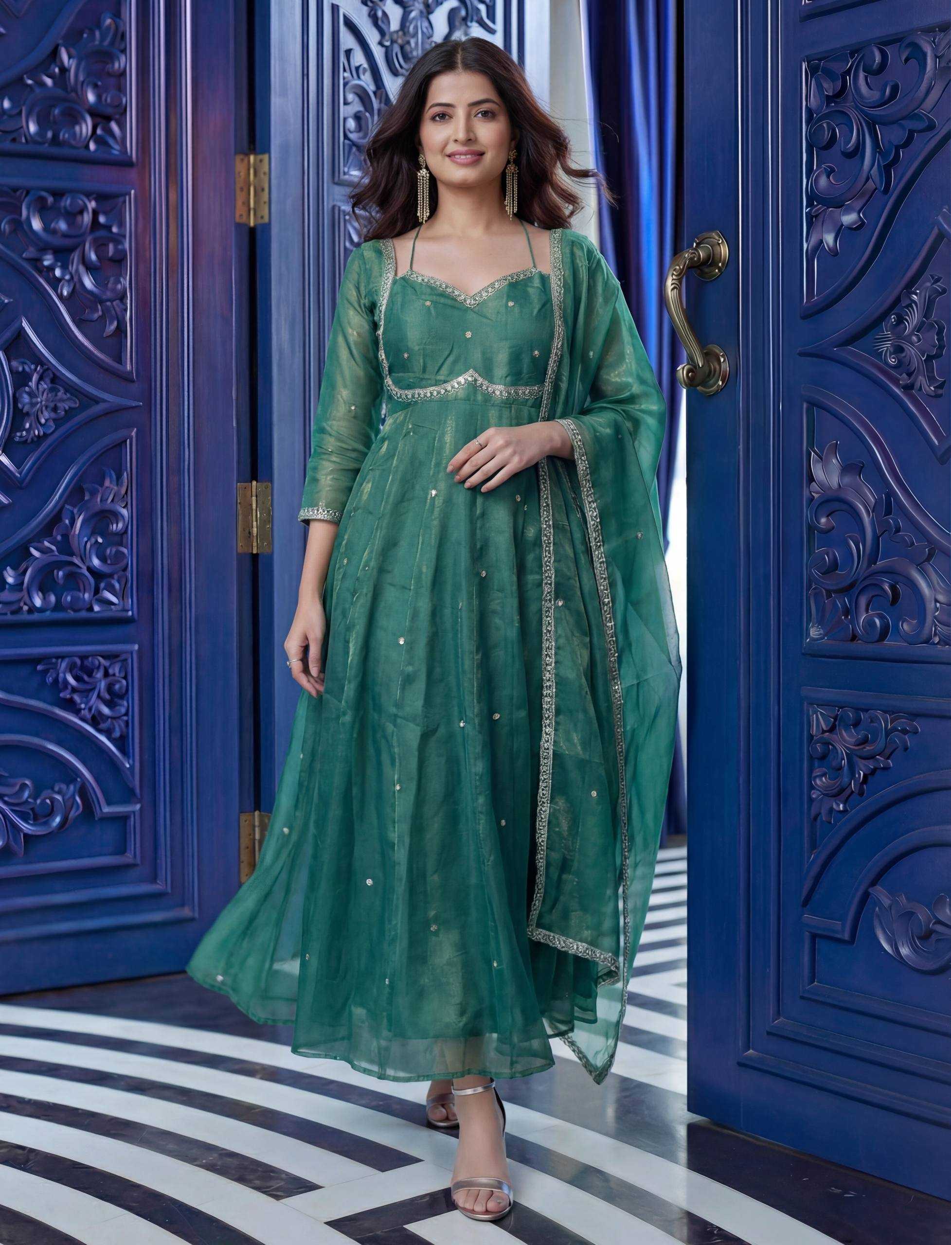 Ynf Pure Silk KESH533 5153 Gowns Wholesale Embroidery Gowns Designer Gowns Sequin Gowns Manufacturer- Kapda Export