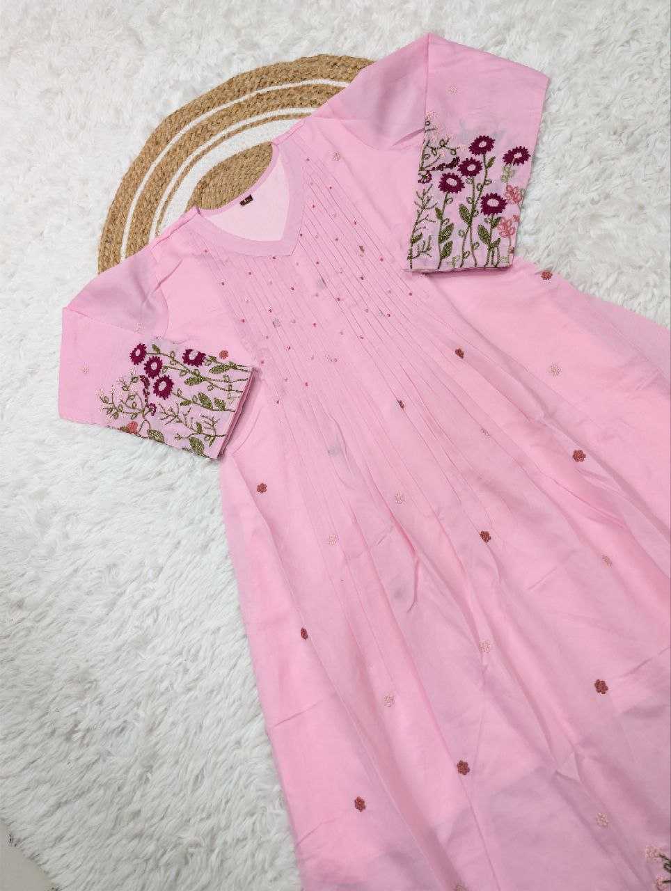 Ynf Pure Viscos KESH529 SAHELI Kurti Wholesale Designer Kurtis Embroidered Kurtis Full Sleeve Kurti Manufacturer- Kapda Export