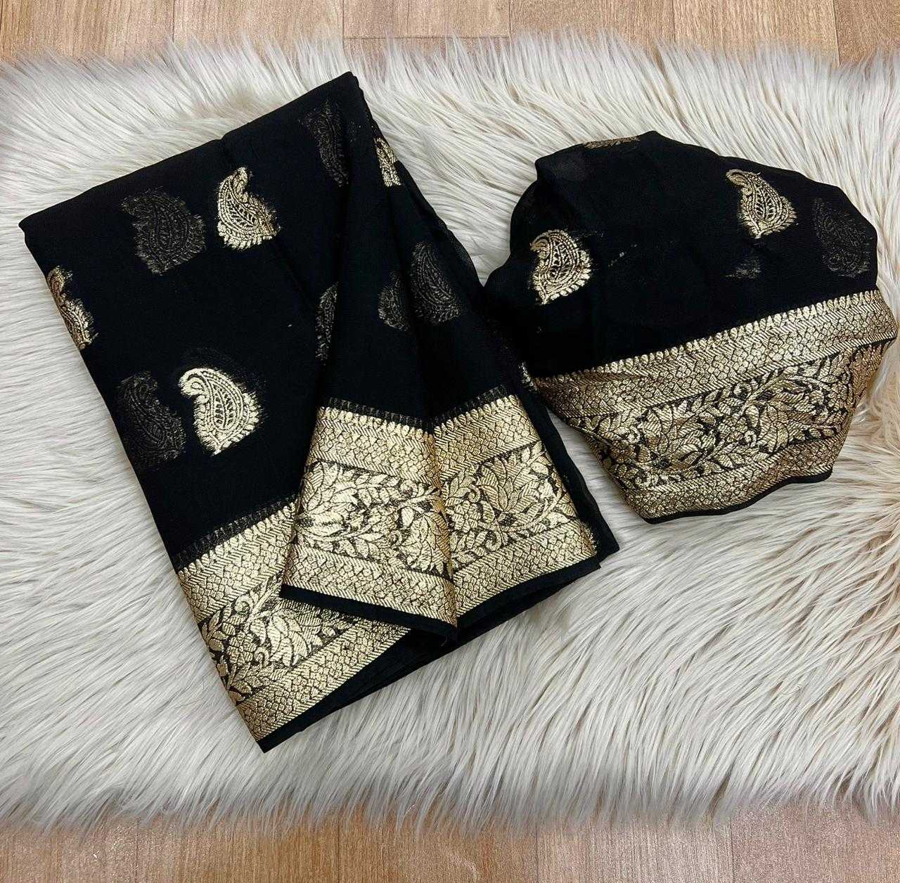 Ynf Pure Viscos KESH635 Aamani Sarees Wholesale Georgette Sarees Zari Border Sarees Viscose Saree Manufacturer- Kapda Export