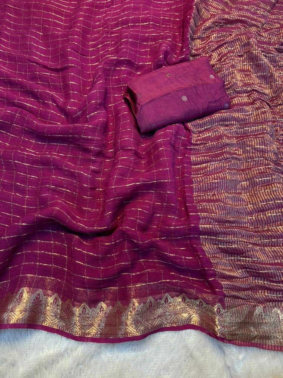 Ynf Pure Viscos KESH671 Chitra Sarees Wholesale Georgette Sarees Jacquard Saree Viscose Saree Manufacturer- Kapda Export