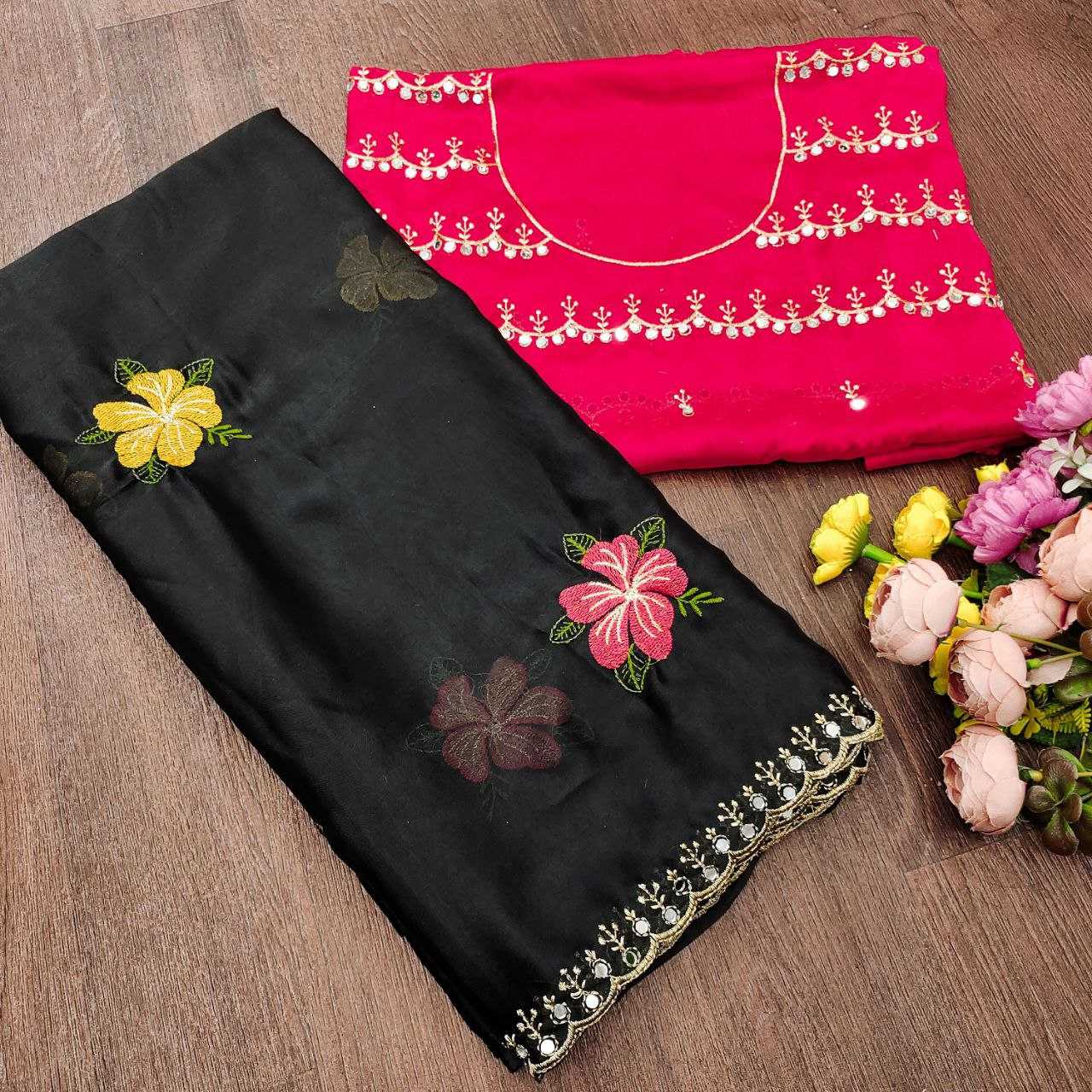 Ynf Rangoli Silk RIN216 Kavya Sarees Wholesale Embroidered Sarees Cutwork Saree Mirror Work Saree Manufacturer- Kapda Export