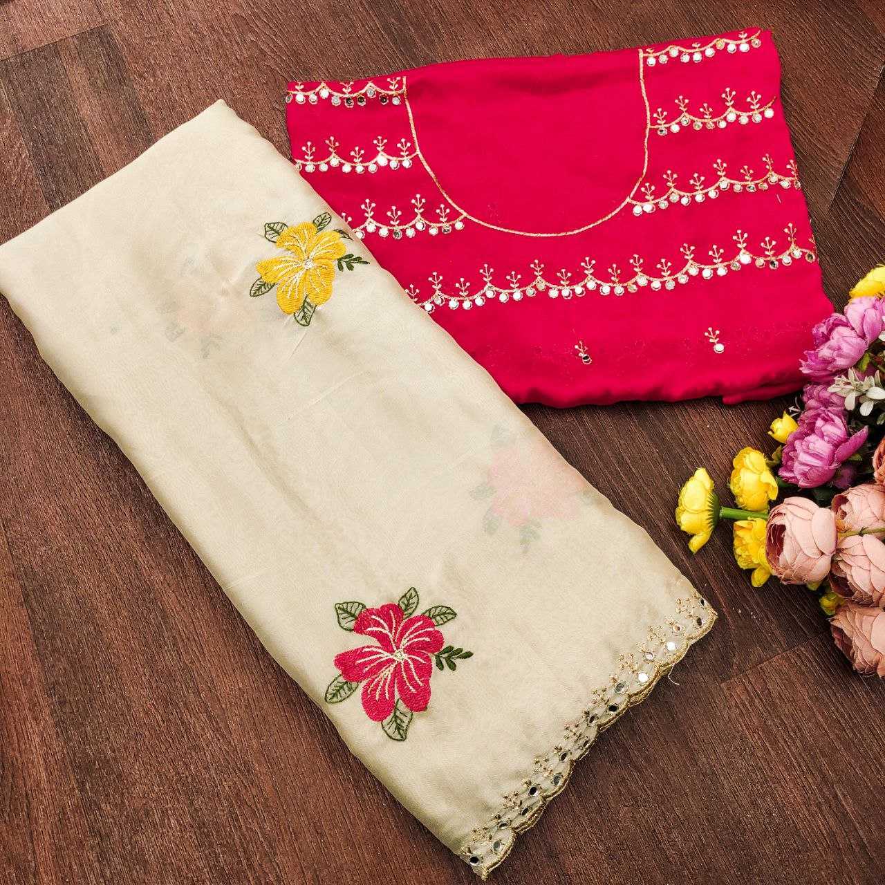 Ynf Rangoli Silk RIN216 Kavya Sarees Wholesale Embroidered Sarees Cutwork Saree Mirror Work Saree Manufacturer- Kapda Export