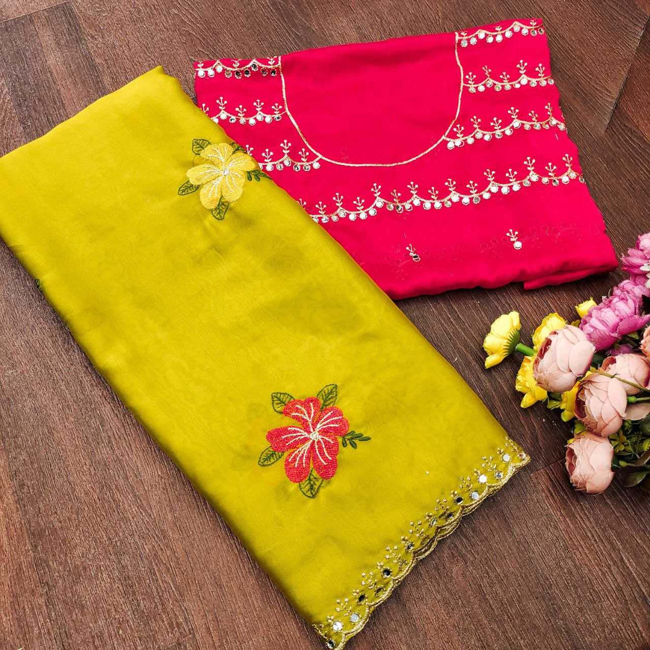Ynf Rangoli Silk RIN216 Kavya Sarees Wholesale Embroidered Sarees Cutwork Saree Mirror Work Saree Manufacturer- Kapda Export