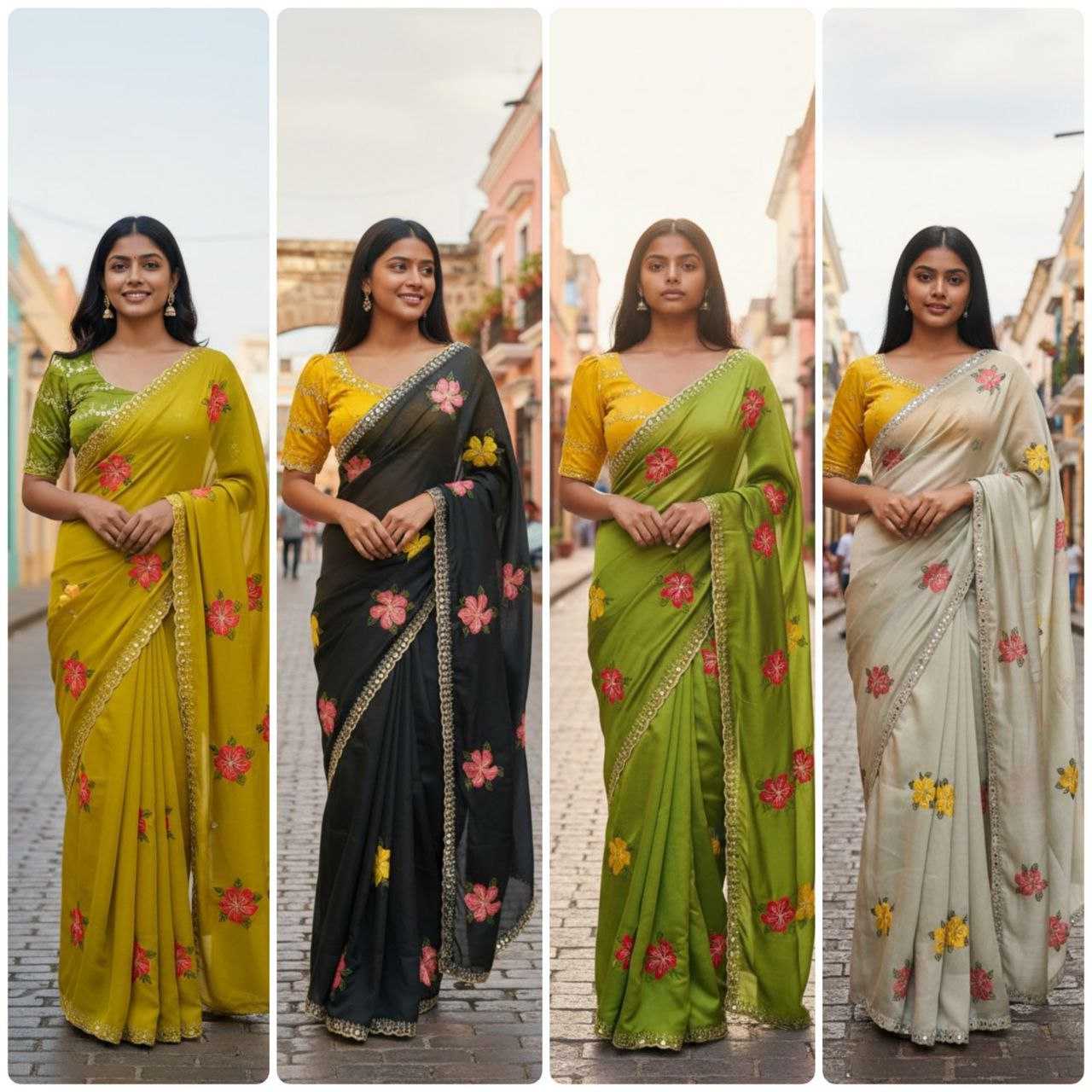 Ynf Rangoli Silk RIN216 Kavya Sarees Wholesale Embroidered Sarees Cutwork Saree Mirror Work Saree Manufacturer- Kapda Export