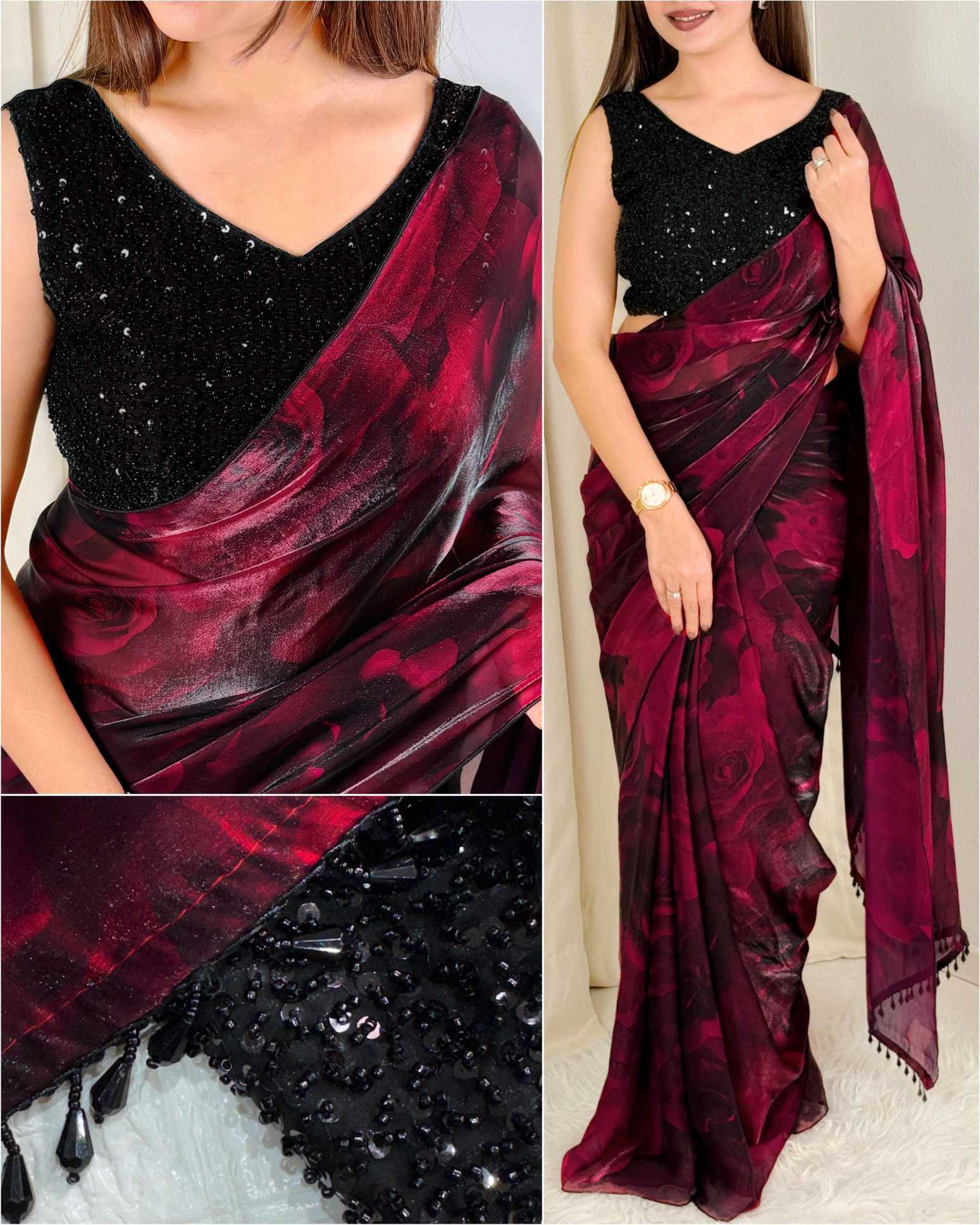Ynf Satin KESH501 Victoria Sarees Wholesale Designer Sarees Printed Sarees Satin Sarees Manufacturer- Kapda Export