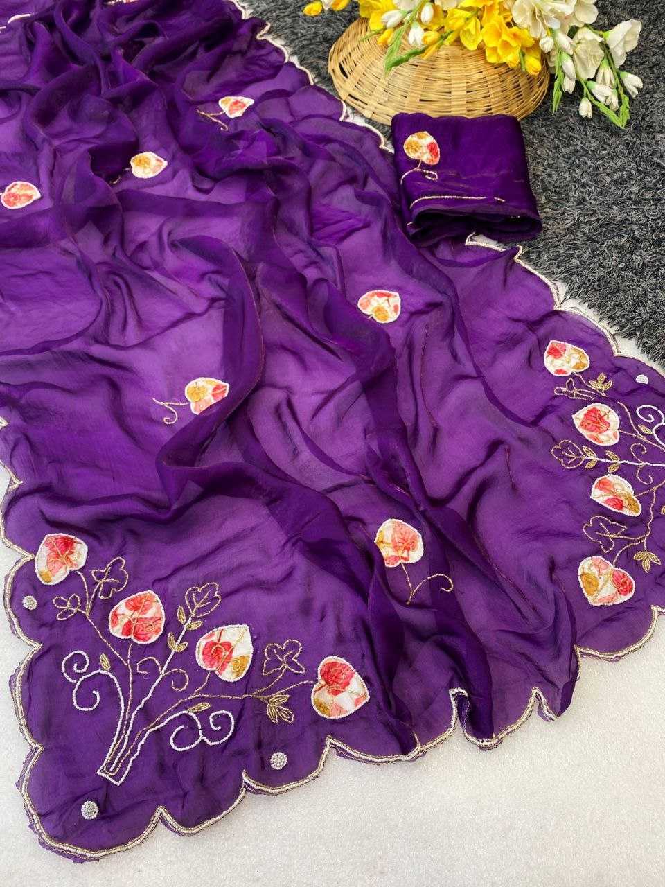 Ynf Satin KESH554 DIL Sarees Wholesale Hand Work Sarees Cutwork Saree Satin Sarees Manufacturer- Kapda Export