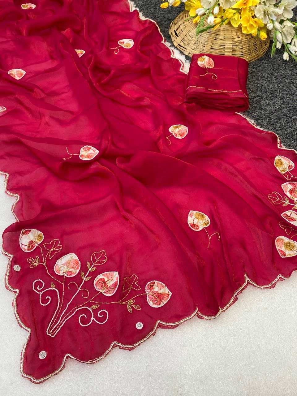 Ynf Satin KESH554 DIL Sarees Wholesale Hand Work Sarees Cutwork Saree Satin Sarees Manufacturer- Kapda Export