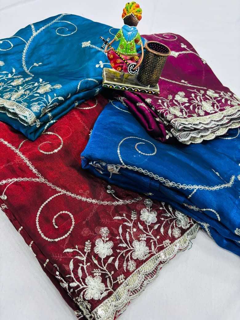 Ynf Satin KESH694 Jaseela Sarees Wholesale Sequence Sarees Embroidered Sarees Satin Sarees Manufacturer- Kapda Export