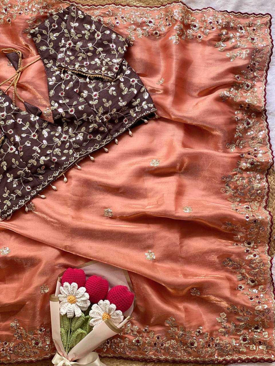 Ynf Satin RIN105 MISTY Sarees Wholesale Sequin Sarees Embroidered Sarees Satin Sarees Manufacturer- Kapda Export