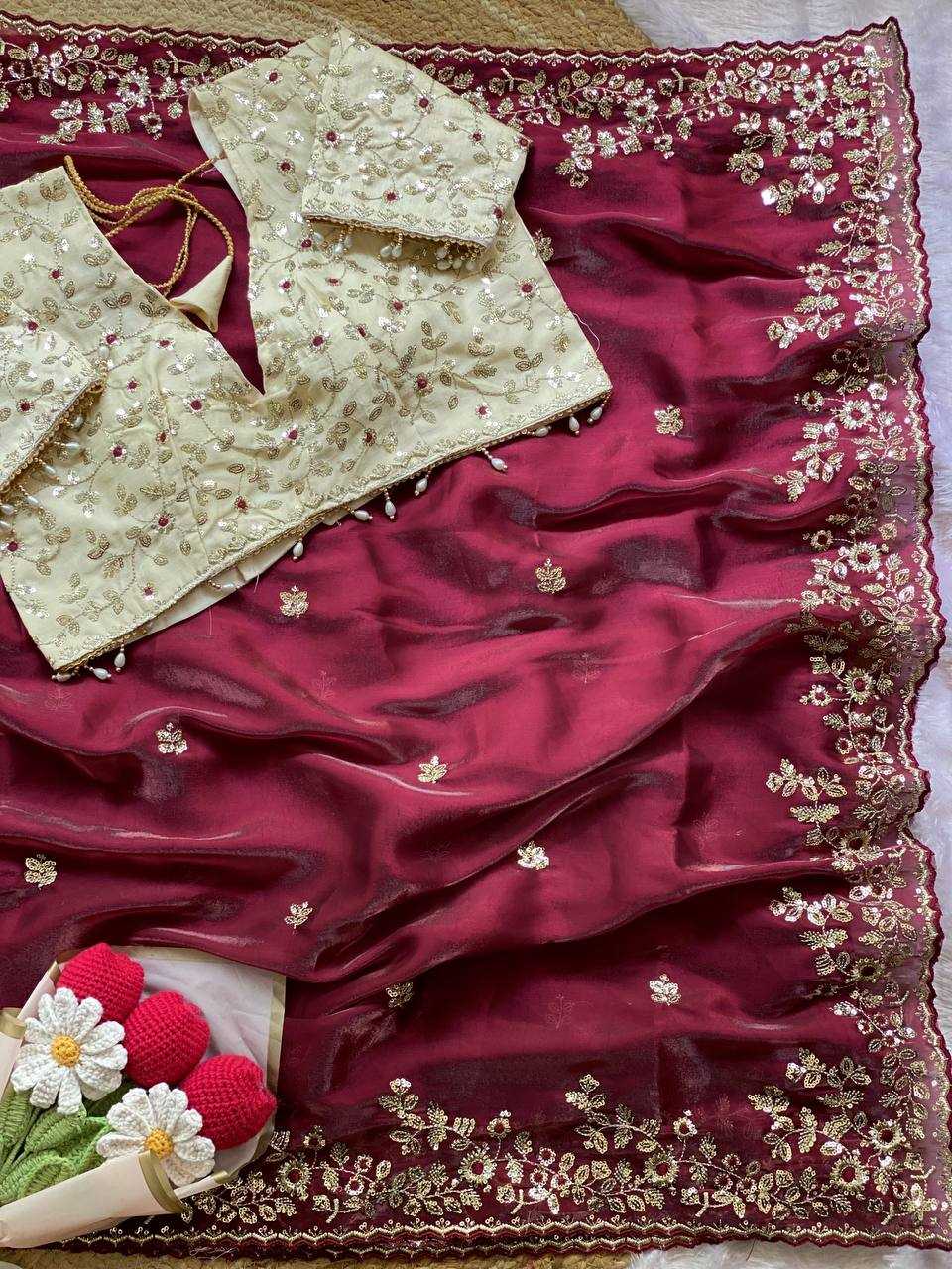 Ynf Satin RIN105 MISTY Sarees Wholesale Sequin Sarees Embroidered Sarees Satin Sarees Manufacturer- Kapda Export