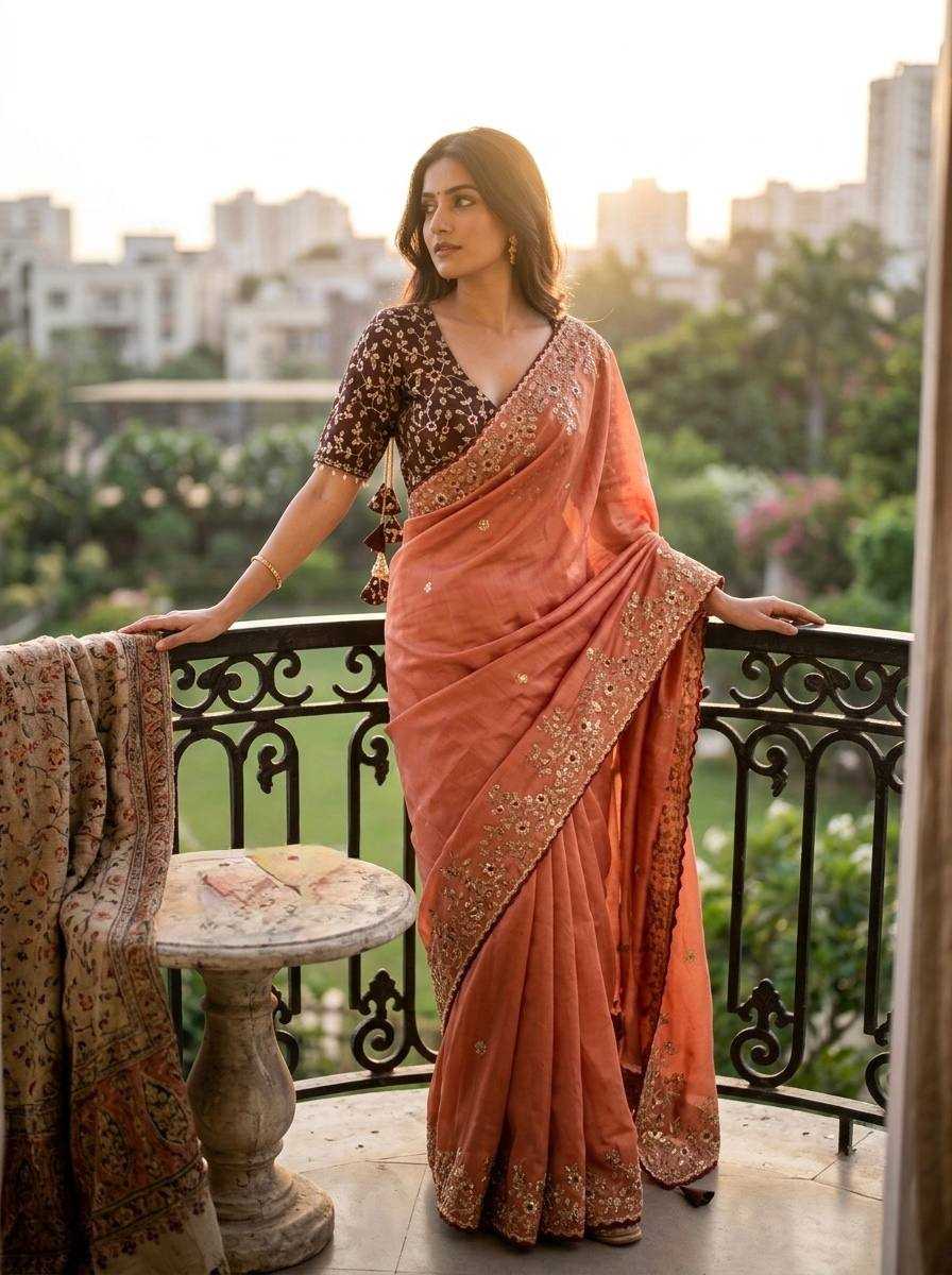 Ynf Satin RIN105 MISTY Sarees Wholesale Sequin Sarees Embroidered Sarees Satin Sarees Manufacturer- Kapda Export