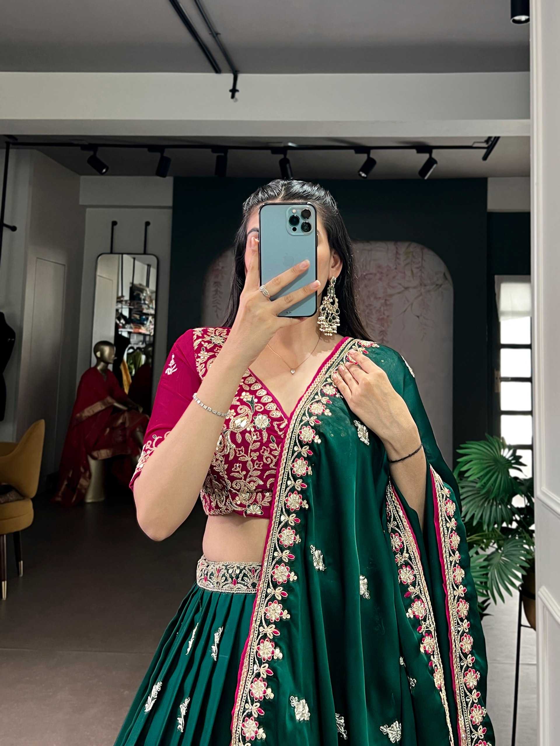 Ynf Satin Silk KESH134 LNB1449GRN Lehengas Wholesale Designer Lehenga Traditional Lehenga Sequins Lehenga Manufacturer- Kapda Export