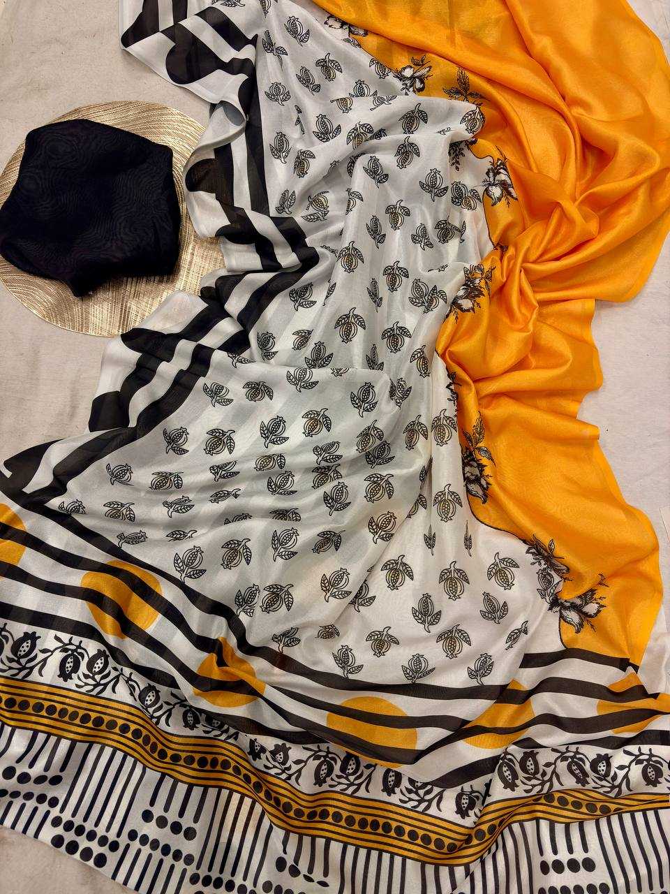 Ynf Satin Silk KESH419 silk Sarees Wholesale Designer Sarees Printed Sarees Satin Sarees Manufacturer- Kapda Export