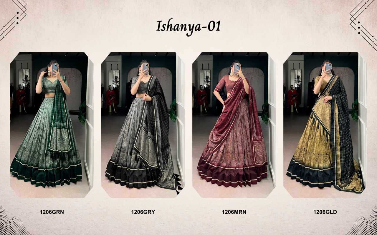 Ynf Silk KESH134 ISHANYA-01 Lehengas Wholesale Fancy Lehenga Kalamkari Lehenga Embroidered Lehenga Manufacturer- Kapda Export
