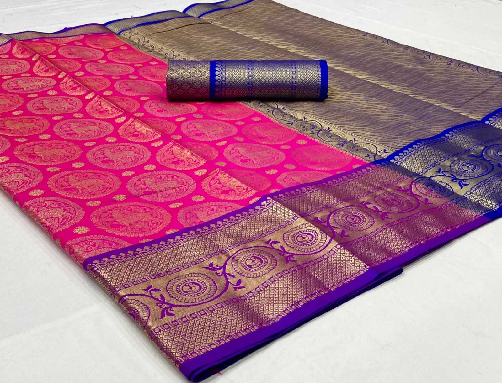 Ynf Silk KESH548 ROUND Sarees Festive Collections Wholesale Kanchipuram Sarees Zari Border Sarees Zari Sarees Manufacturer- Kapda Export