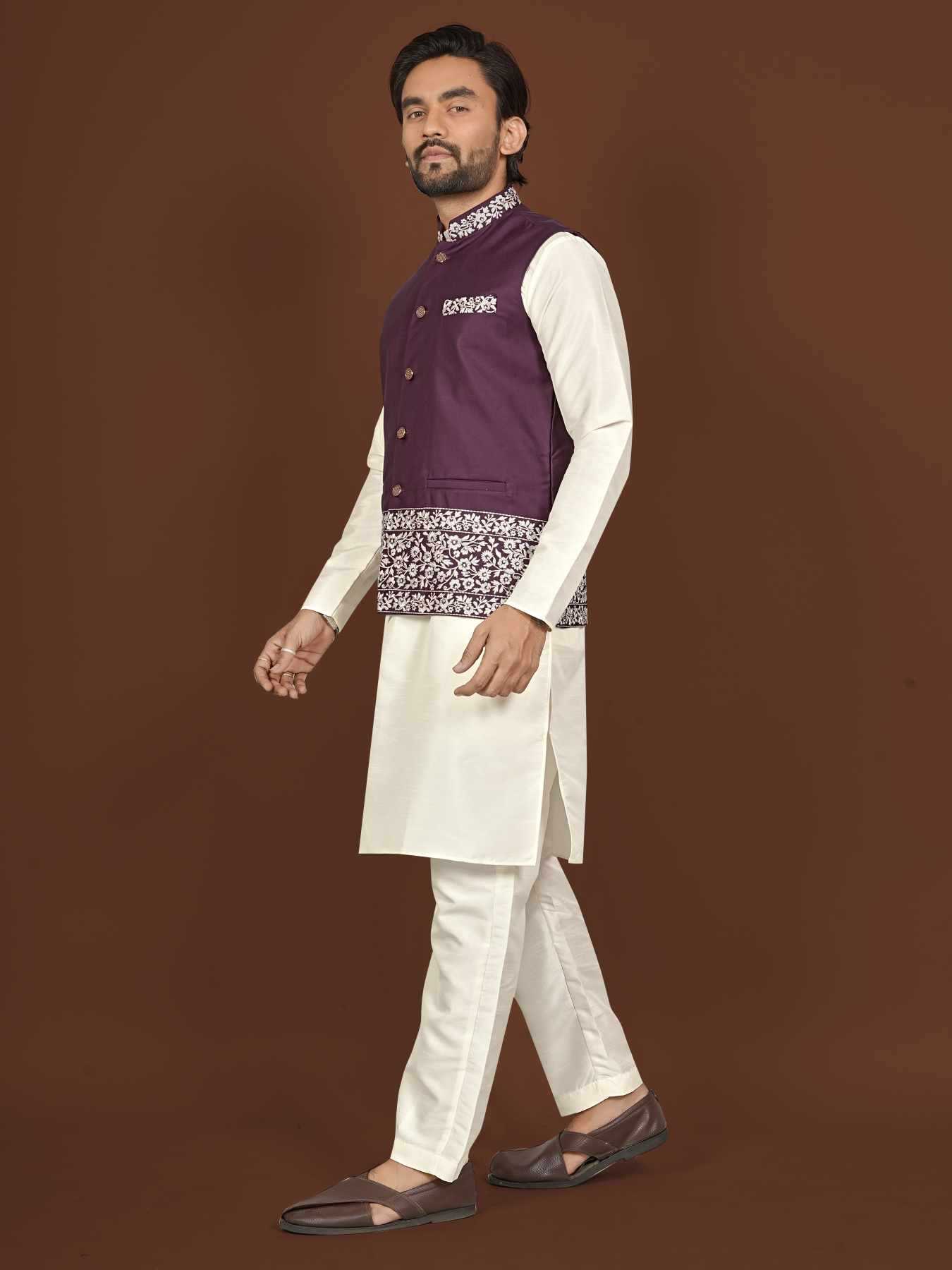 Ynf Silk KESH747 AAGAMAN Mens Wear Wholesale Mens Kurtas Embroidered Kurta Pajama Designer Ethnic Set Manufacturer- Kapda Export
