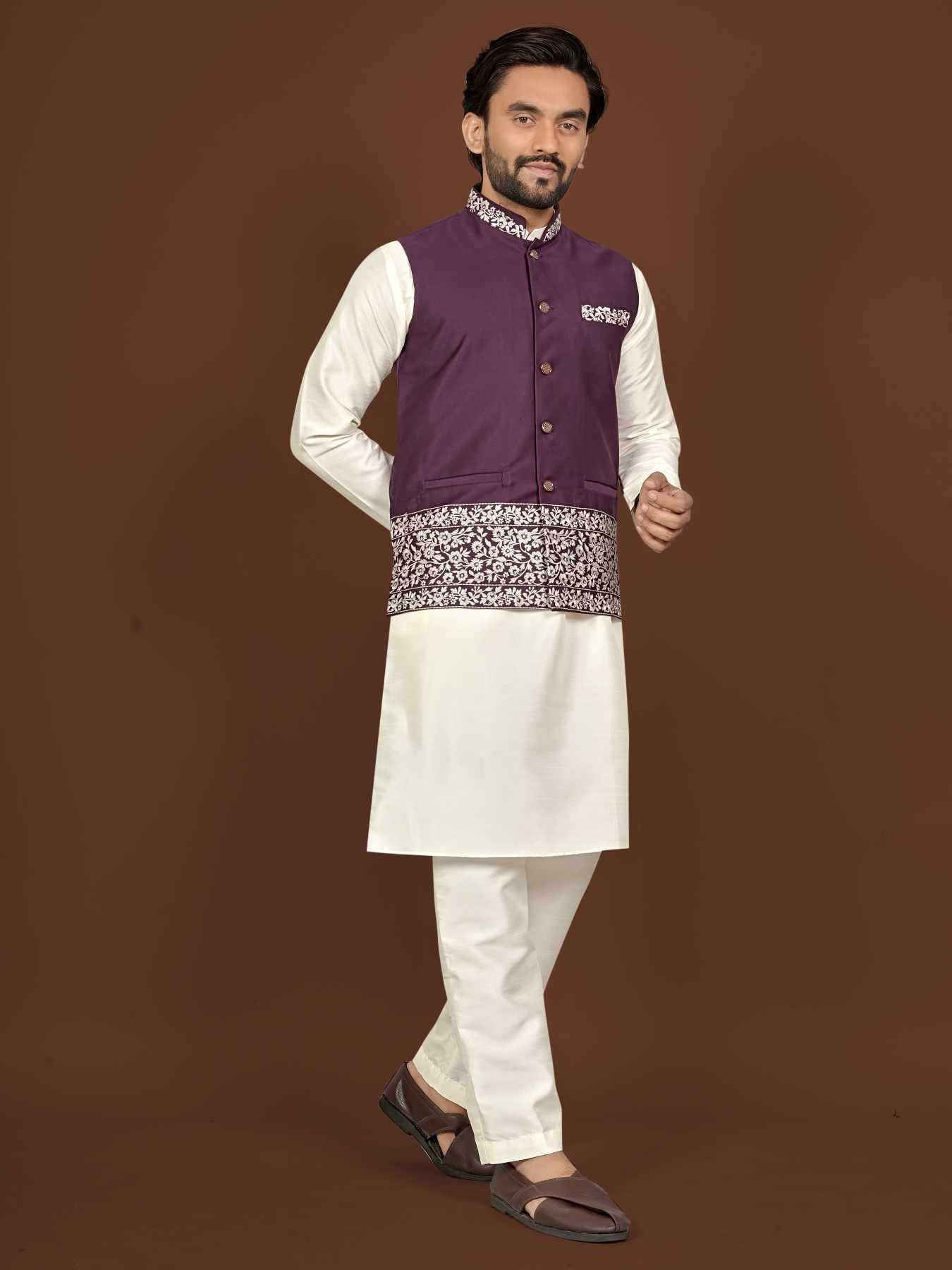 Ynf Silk KESH747 AAGAMAN Mens Wear Wholesale Mens Kurtas Embroidered Kurta Pajama Designer Ethnic Set Manufacturer- Kapda Export