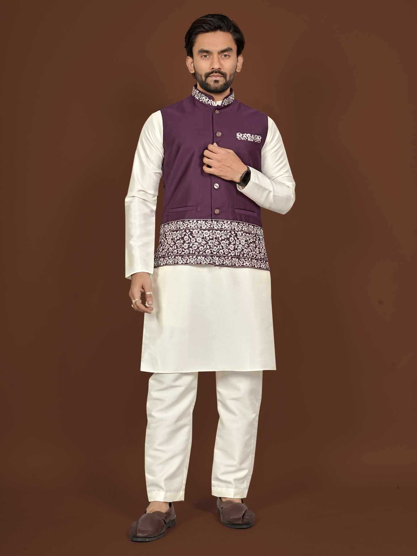 Ynf Silk KESH747 AAGAMAN Mens Wear Wholesale Mens Kurtas Embroidered Kurta Pajama Designer Ethnic Set Manufacturer- Kapda Export