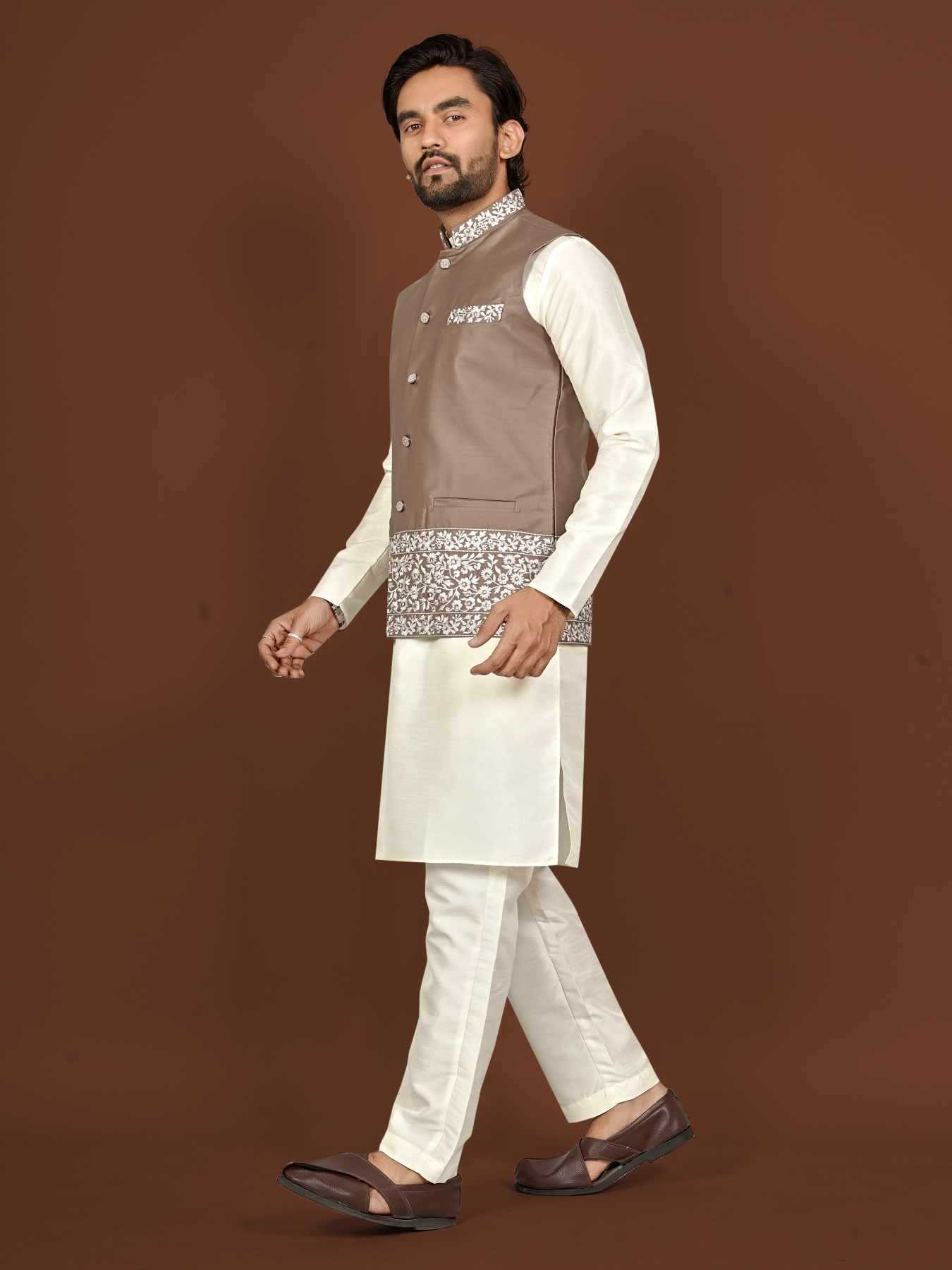 Ynf Silk KESH747 AAGAMAN Mens Wear Wholesale Mens Kurtas Embroidered Kurta Pajama Designer Ethnic Set Manufacturer- Kapda Export