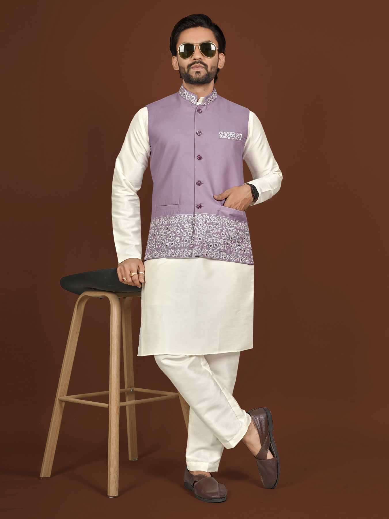 Ynf Silk KESH747 AAGAMAN Mens Wear Wholesale Mens Kurtas Embroidered Kurta Pajama Designer Ethnic Set Manufacturer- Kapda Export