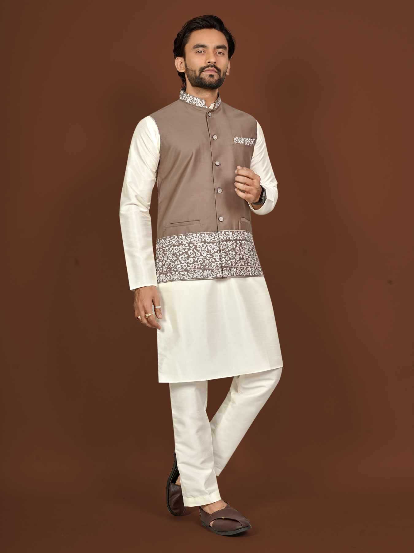 Ynf Silk KESH747 AAGAMAN Mens Wear Wholesale Mens Kurtas Embroidered Kurta Pajama Designer Ethnic Set Manufacturer- Kapda Export