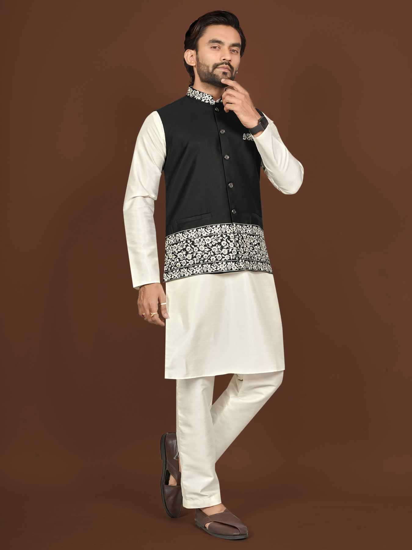 Ynf Silk KESH747 AAGAMAN Mens Wear Wholesale Mens Kurtas Embroidered Kurta Pajama Designer Ethnic Set Manufacturer- Kapda Export