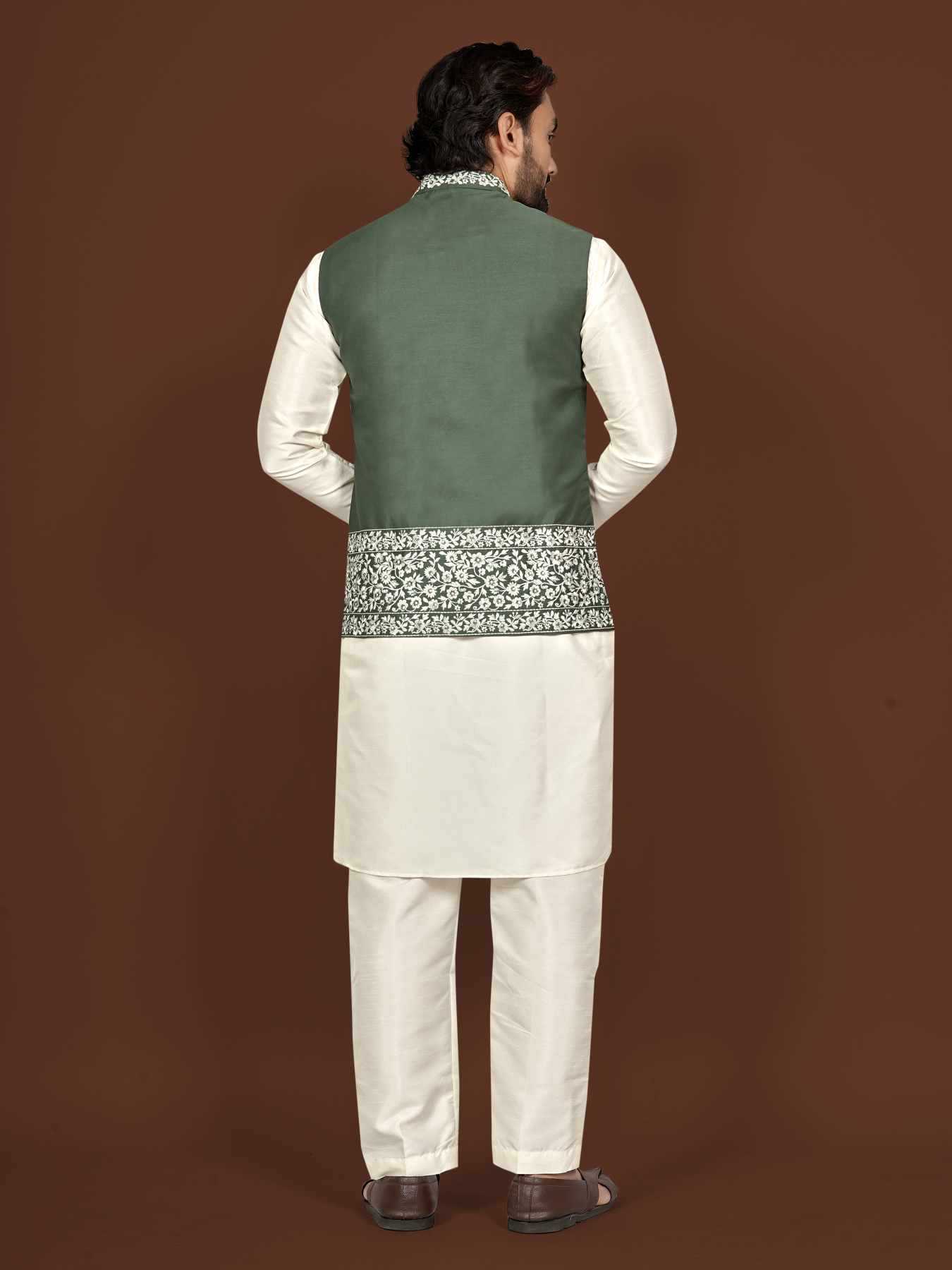 Ynf Silk KESH747 AAGAMAN Mens Wear Wholesale Mens Kurtas Embroidered Kurta Pajama Designer Ethnic Set Manufacturer- Kapda Export