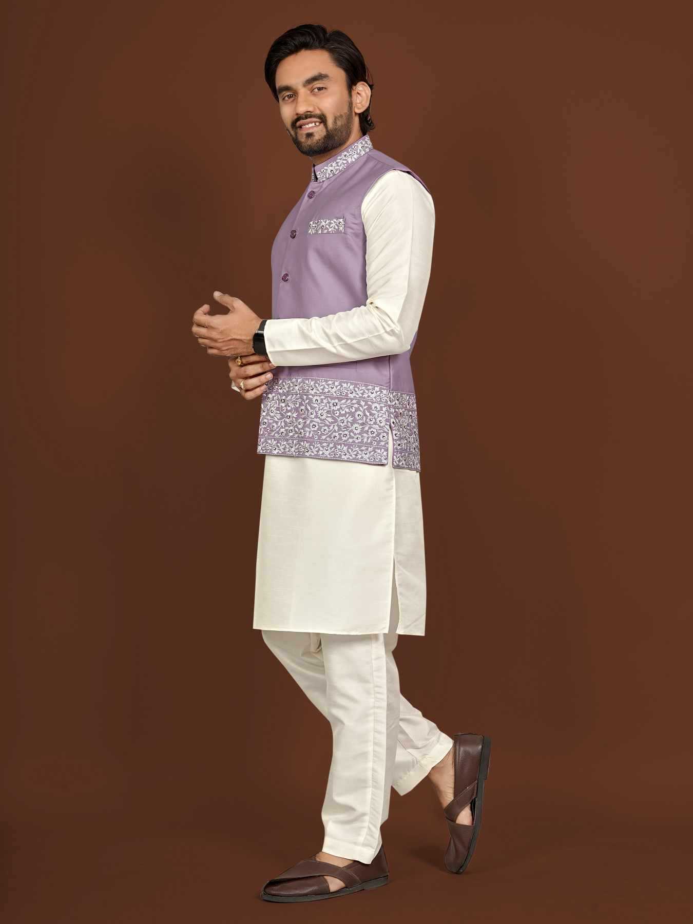Ynf Silk KESH747 AAGAMAN Mens Wear Wholesale Mens Kurtas Embroidered Kurta Pajama Designer Ethnic Set Manufacturer- Kapda Export
