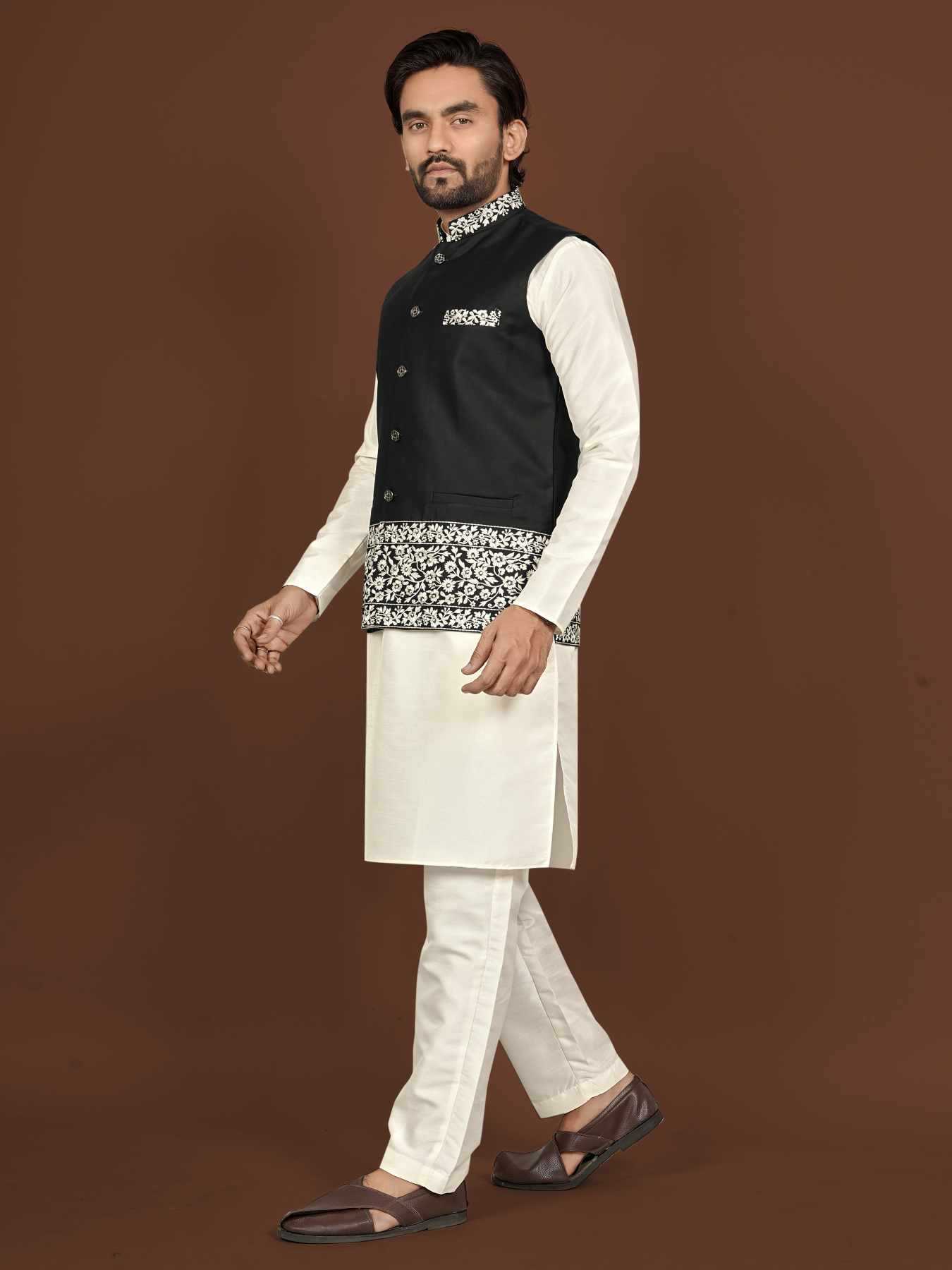Ynf Silk KESH747 AAGAMAN Mens Wear Wholesale Mens Kurtas Embroidered Kurta Pajama Designer Ethnic Set Manufacturer- Kapda Export