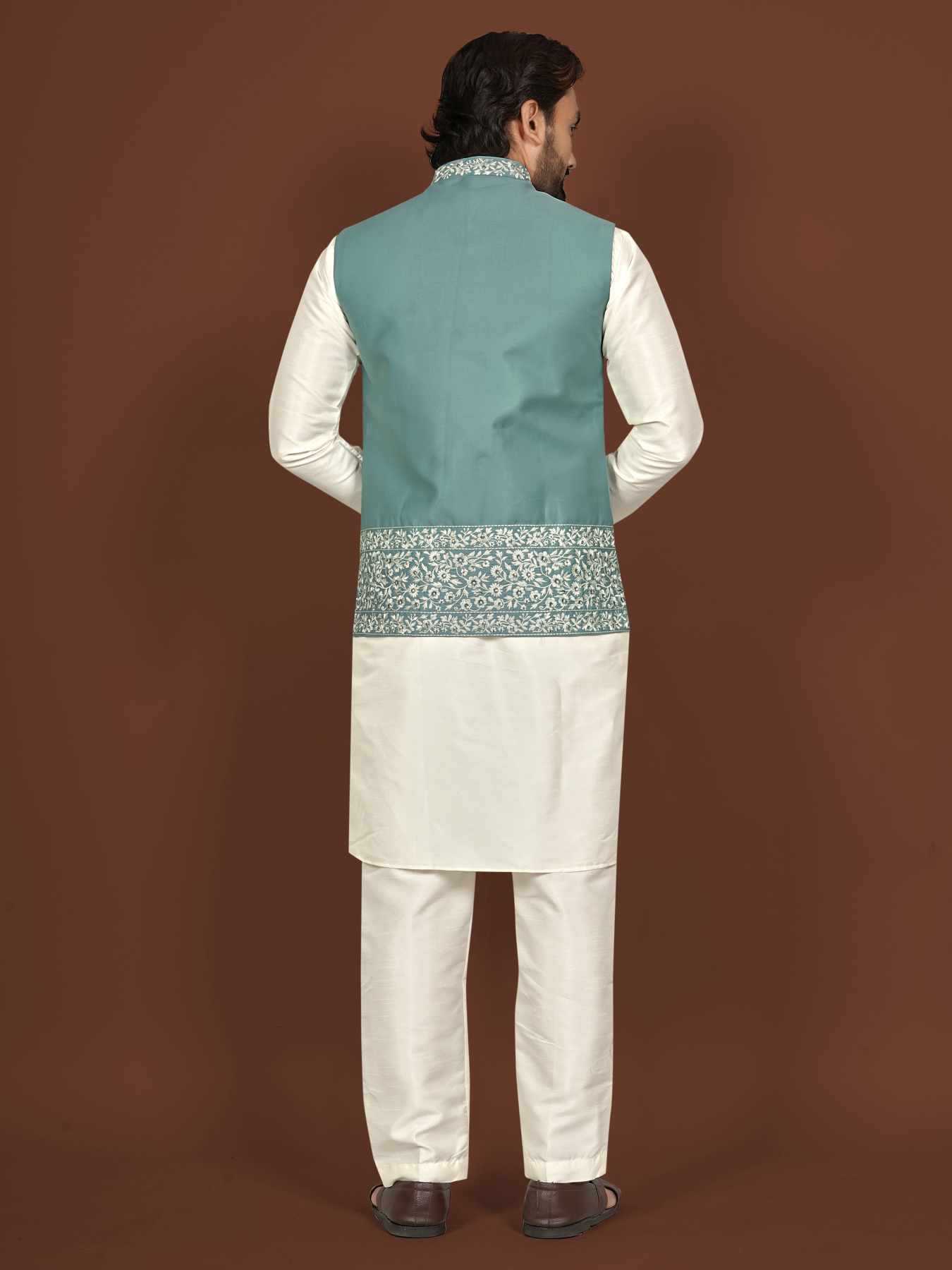 Ynf Silk KESH747 AAGAMAN Mens Wear Wholesale Mens Kurtas Embroidered Kurta Pajama Designer Ethnic Set Manufacturer- Kapda Export