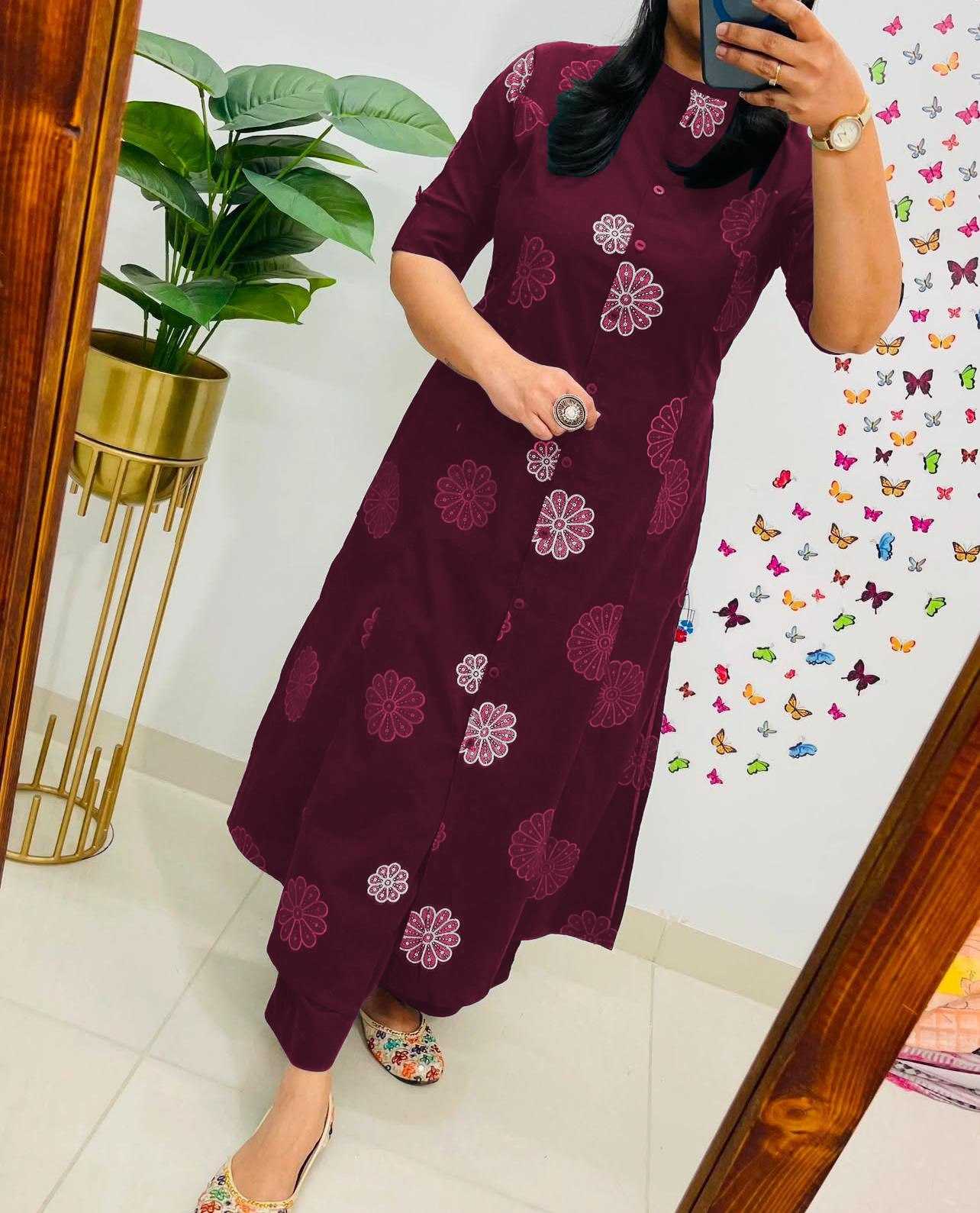 Ynf Slub Silk KESH738 Full Kurti Wholesale Designer Kurtis Printed Kurtis Half Sleeve Kurtis Manufacturer- Kapda Export