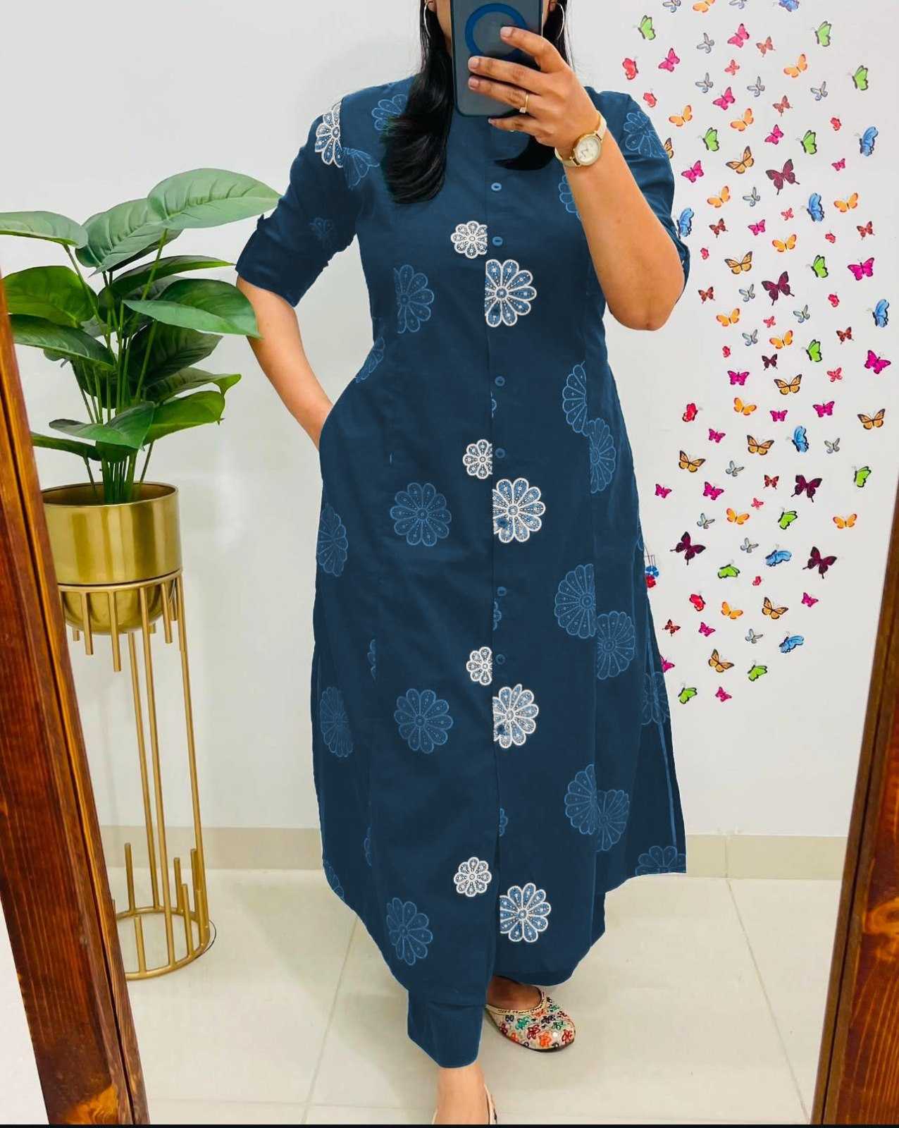 Ynf Slub Silk KESH738 Full Kurti Wholesale Designer Kurtis Printed Kurtis Half Sleeve Kurtis Manufacturer- Kapda Export