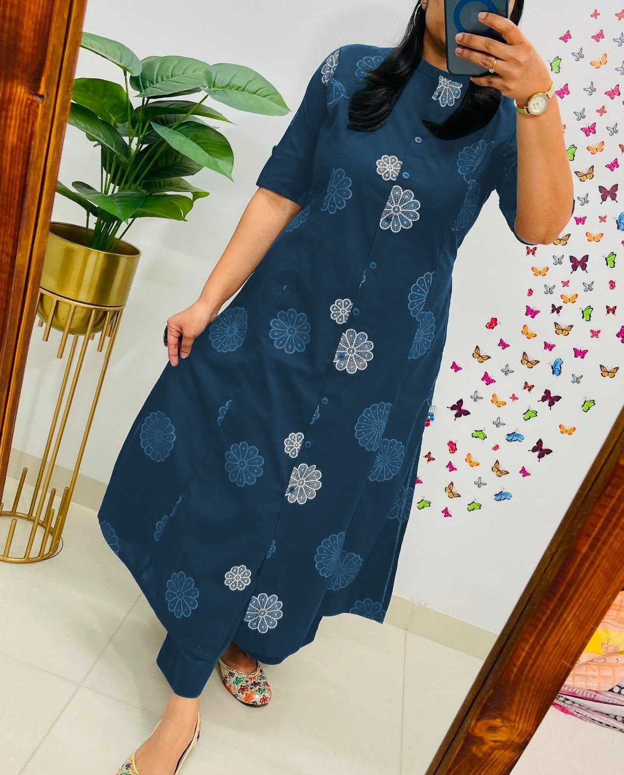 Ynf Slub Silk KESH738 Full Kurti Wholesale Designer Kurtis Printed Kurtis Half Sleeve Kurtis Manufacturer- Kapda Export