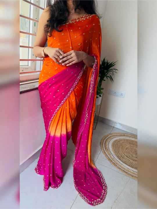 Ynf soft chinon KESH600 Minaxi Sarees Wholesale Hand Work Sarees Cutwork Saree Mirror Work Saree Manufacturer- Kapda Export