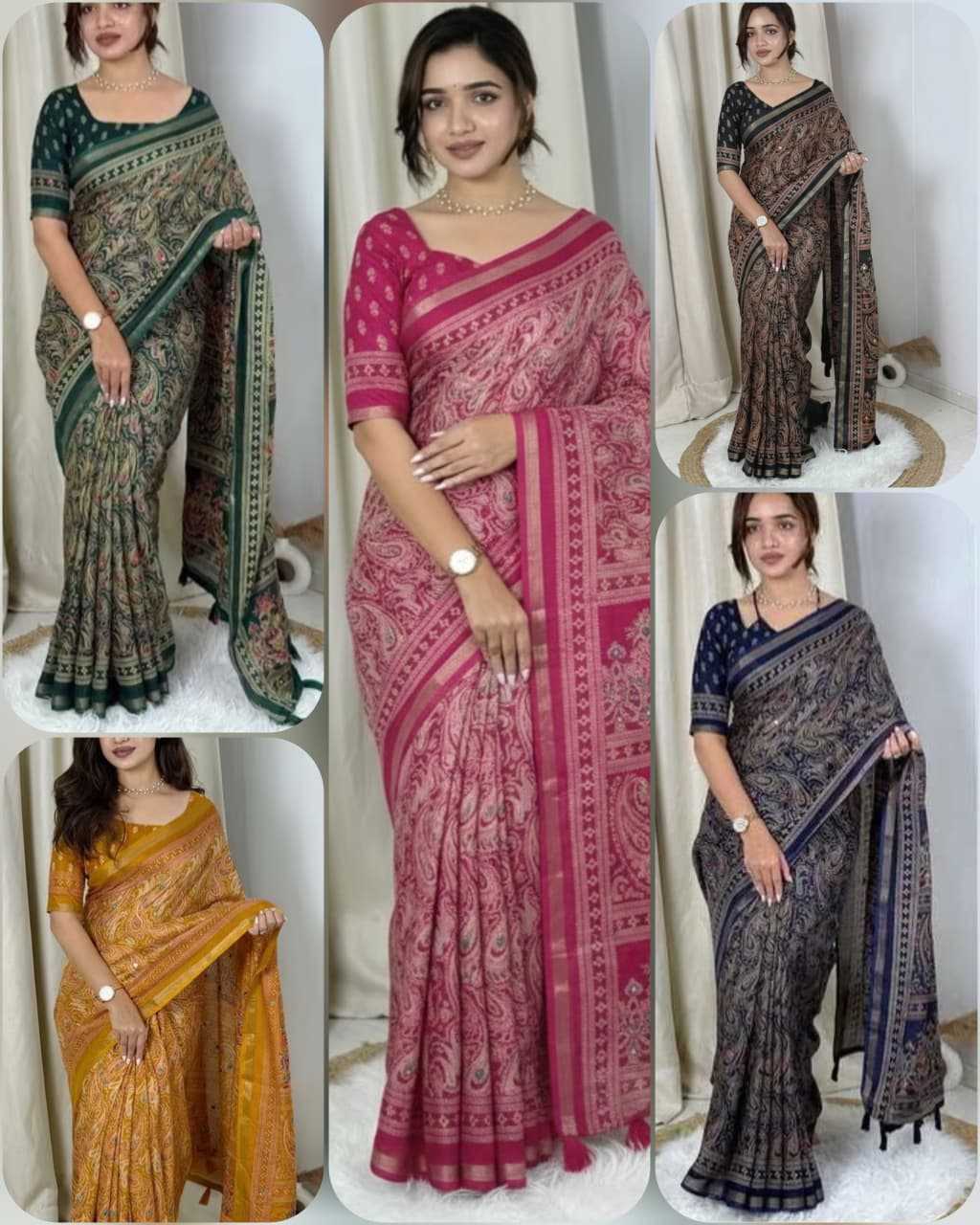 Ynf Soft Cotton KESH554 AJARAK Sarees Wholesale Printed Sarees Ajrakh Sarees Traditional Sarees Manufacturer- Kapda Export