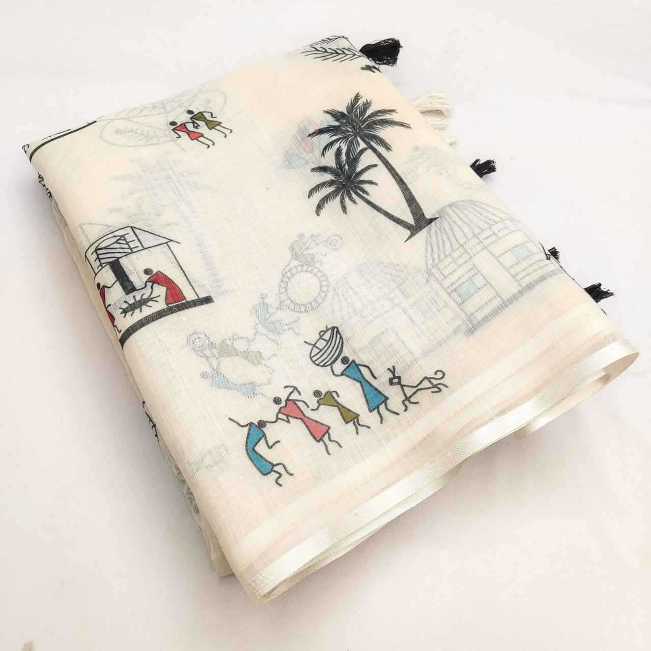 Ynf Soft Cotton RIN231 MULTI Sarees Wholesale Printed Sarees Cotton Linen Sarees Tussar Sarees Manufacturer- Kapda Export