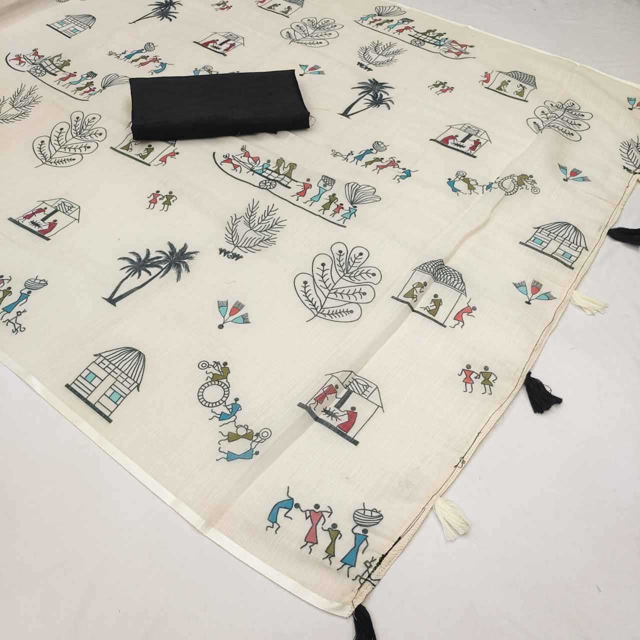 Ynf Soft Cotton RIN231 MULTI Sarees Wholesale Printed Sarees Cotton Linen Sarees Tussar Sarees Manufacturer- Kapda Export