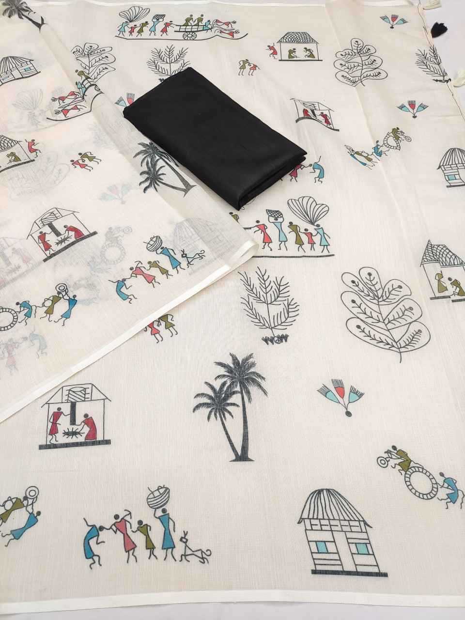 Ynf Soft Cotton RIN231 MULTI Sarees Wholesale Printed Sarees Cotton Linen Sarees Tussar Sarees Manufacturer- Kapda Export