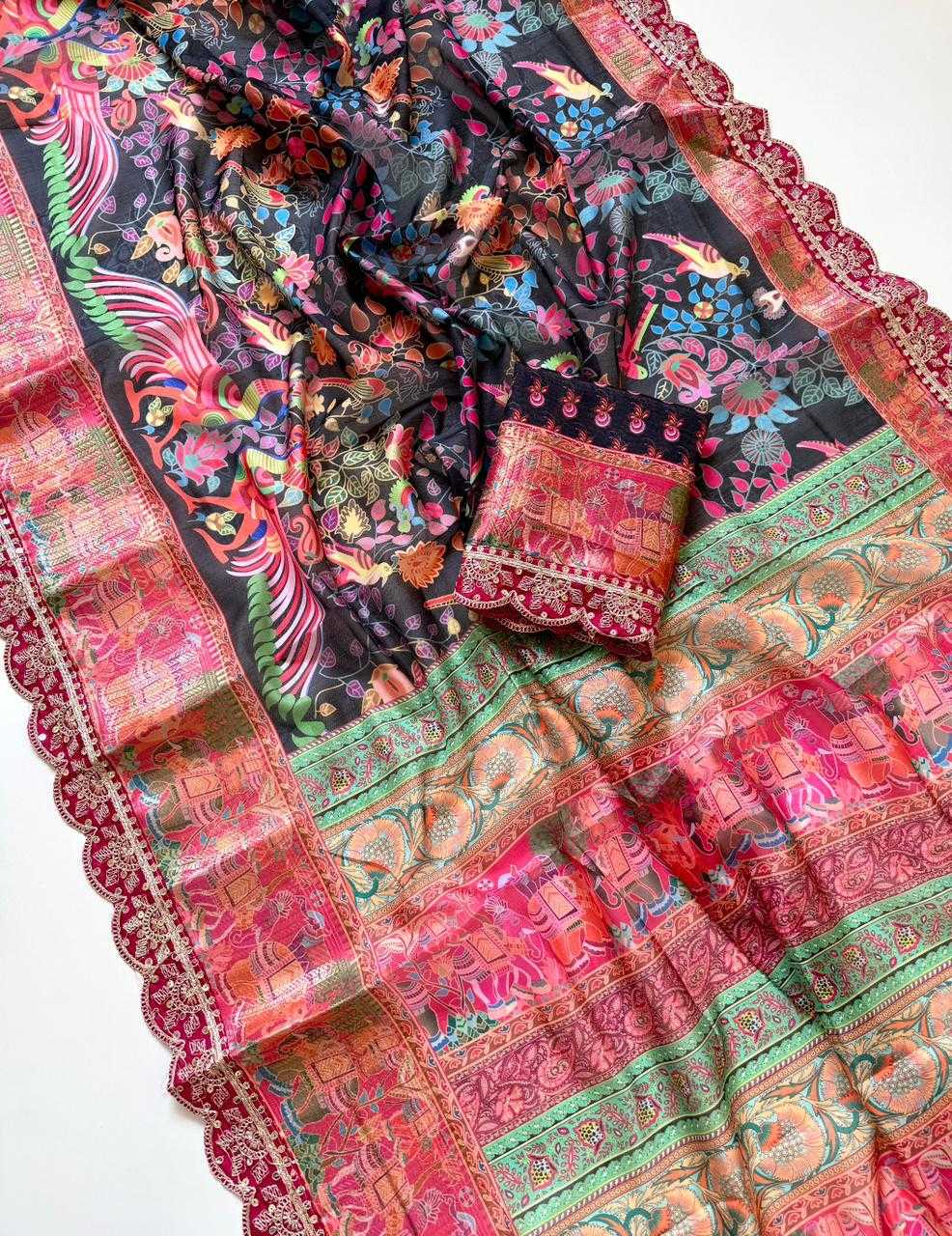 Ynf Soft Dola KESH681 108 Sarees Festive Collections Wholesale Printed Sarees Embroidered Sarees Sarees With Blouse Manufacturer- Kapda Export