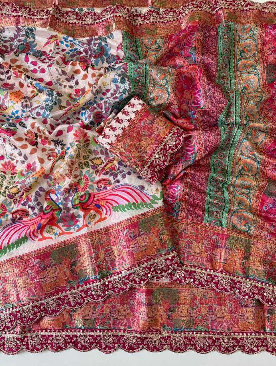 Ynf Soft Dola KESH681 108 Sarees Festive Collections Wholesale Printed Sarees Embroidered Sarees Sarees With Blouse Manufacturer- Kapda Export