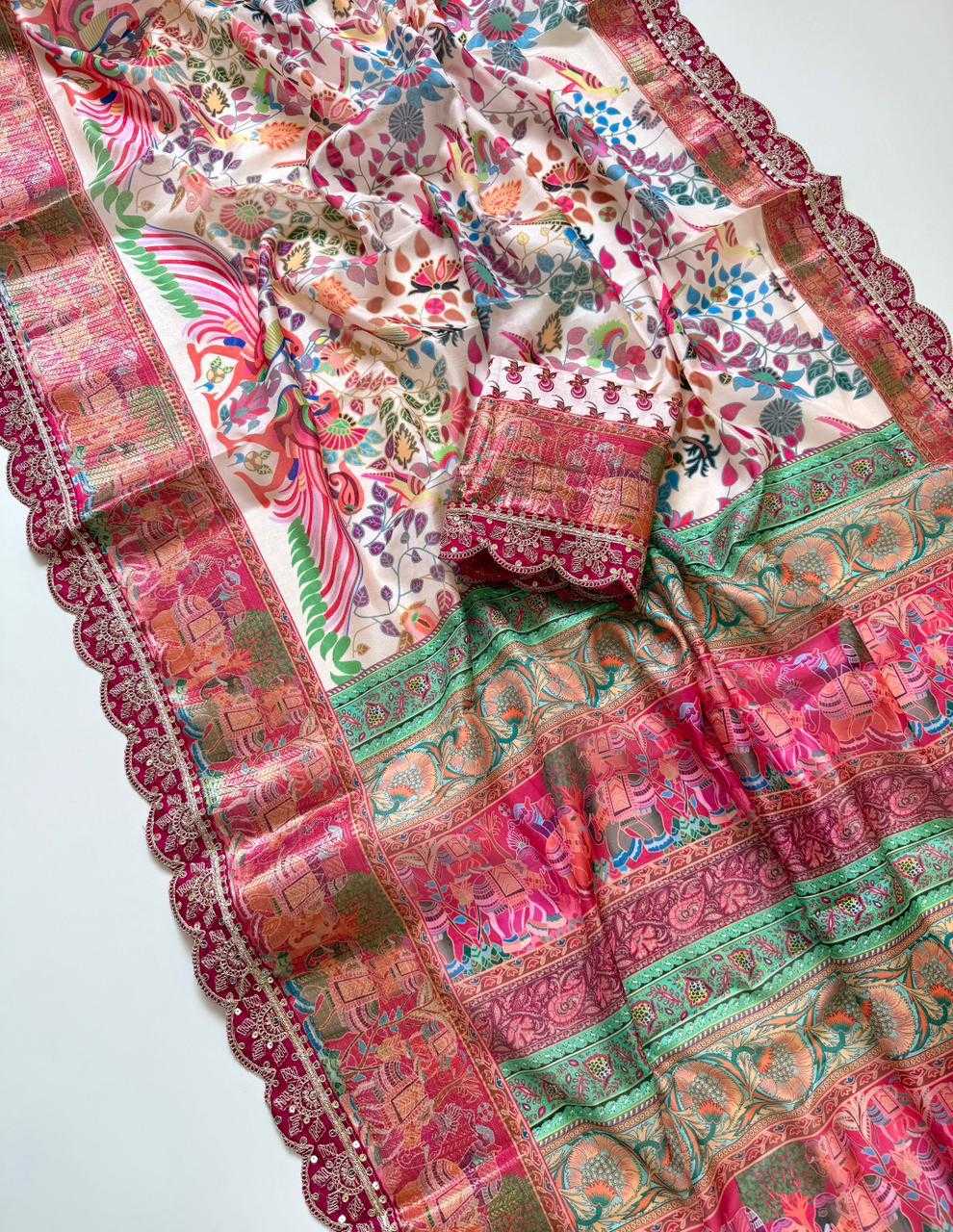 Ynf Soft Dola KESH681 108 Sarees Festive Collections Wholesale Printed Sarees Embroidered Sarees Sarees With Blouse Manufacturer- Kapda Export