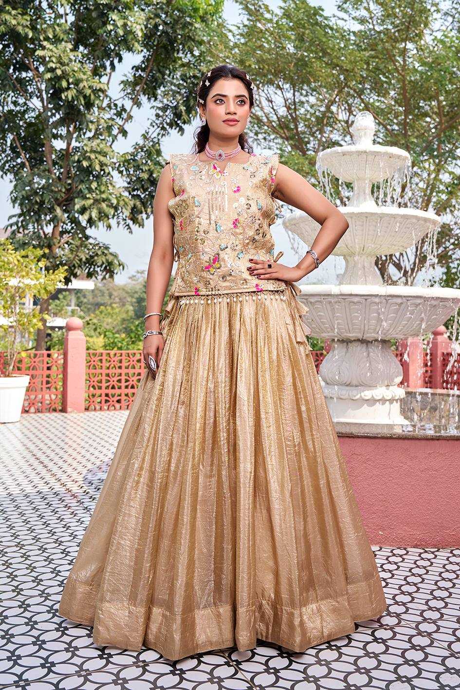 Ynf Soft Gold Crush Lehengas Wholesale Wedding Lehenga Embroidered Lehenga Designer Lehenga Choli Manufacturer- Kapda Export