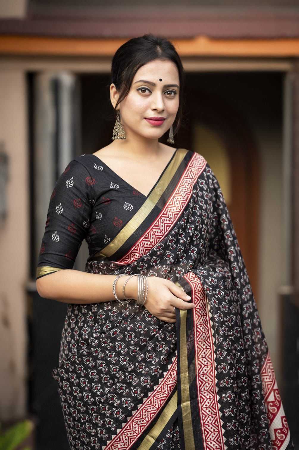 Ynf Soft Kota KESH433 146 ajrakh kota Sarees Wholesale Designer Sarees Kota Doria Sarees Zari Border Sarees Manufacturer- Kapda Export