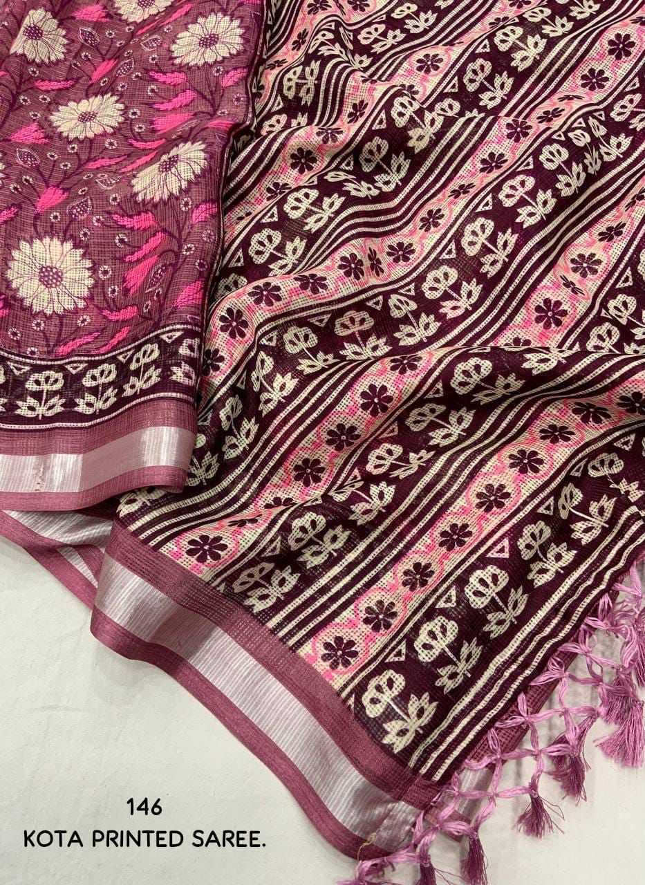 Ynf Soft Kota KESH433 146 ajrakh kota Sarees Wholesale Designer Sarees Kota Doria Sarees Zari Border Sarees Manufacturer- Kapda Export