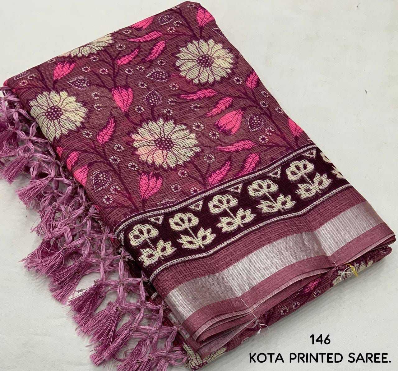 Ynf Soft Kota KESH433 146 ajrakh kota Sarees Wholesale Designer Sarees Kota Doria Sarees Zari Border Sarees Manufacturer- Kapda Export