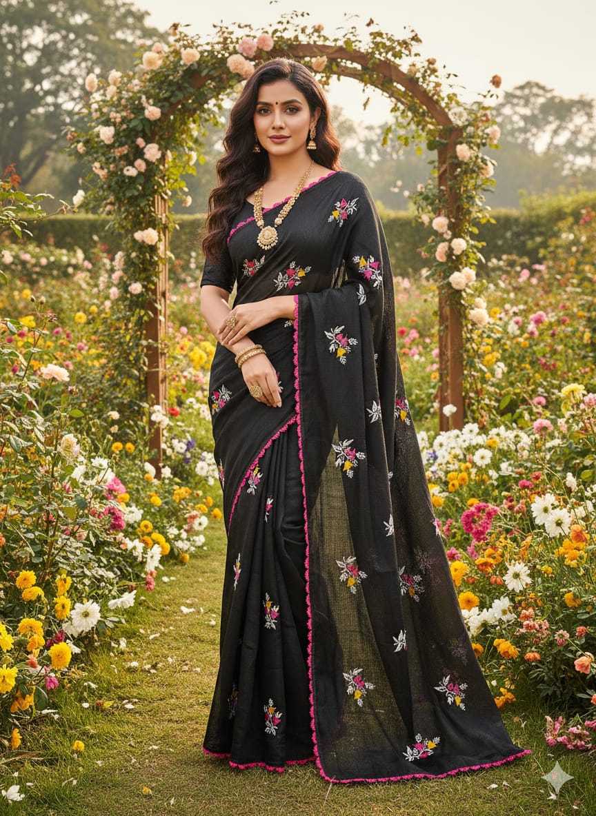 Ynf Soft Kota KESH682 Motifs Sarees Wholesale Designer Sarees Black Sarees Kora Sarees Manufacturer- Kapda Export