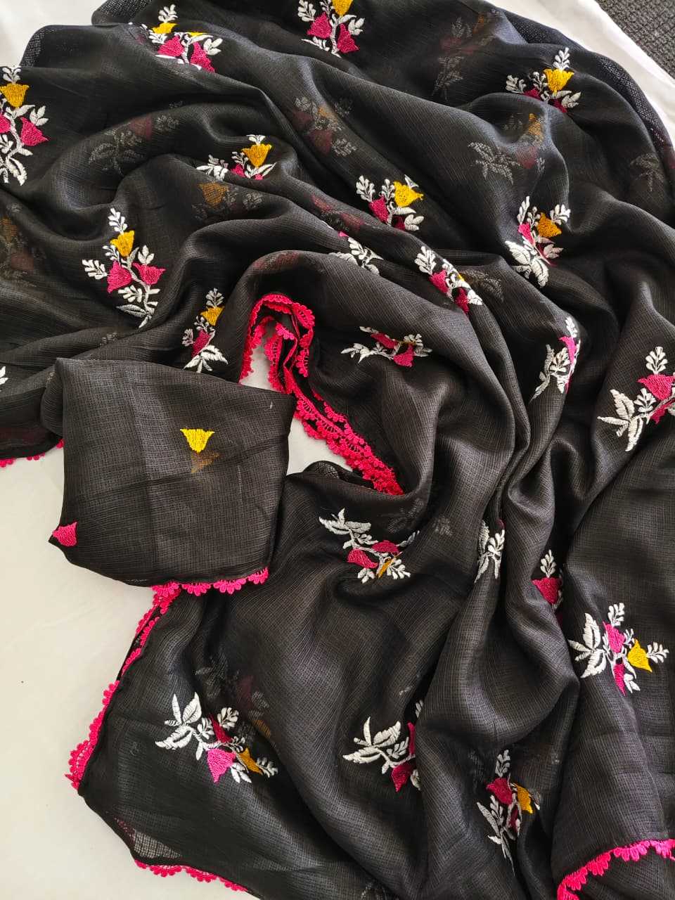 Ynf Soft Kota KESH682 Motifs Sarees Wholesale Designer Sarees Black Sarees Kora Sarees Manufacturer- Kapda Export