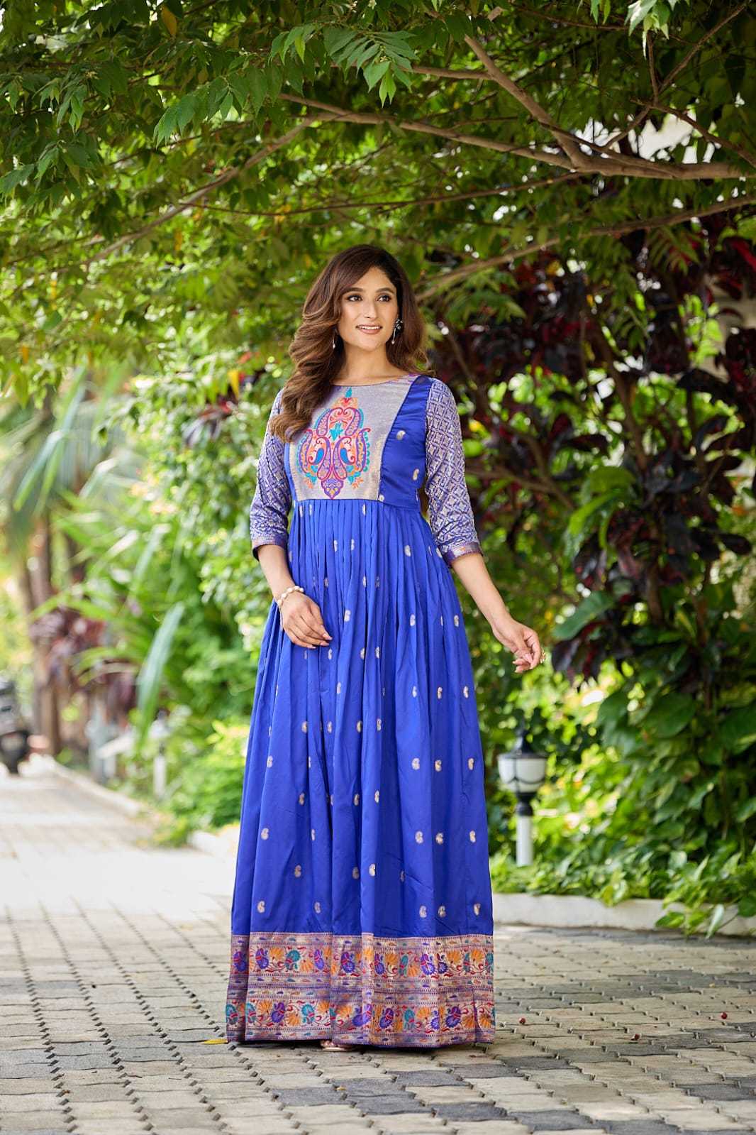 Ynf Soft Silk KESH249 104 Gowns Festive Collections Plus Size Collections Wholesale Party Wear Gowns Silk Gowns Fit And Flare Gowns Manufacturer- Kapda Export