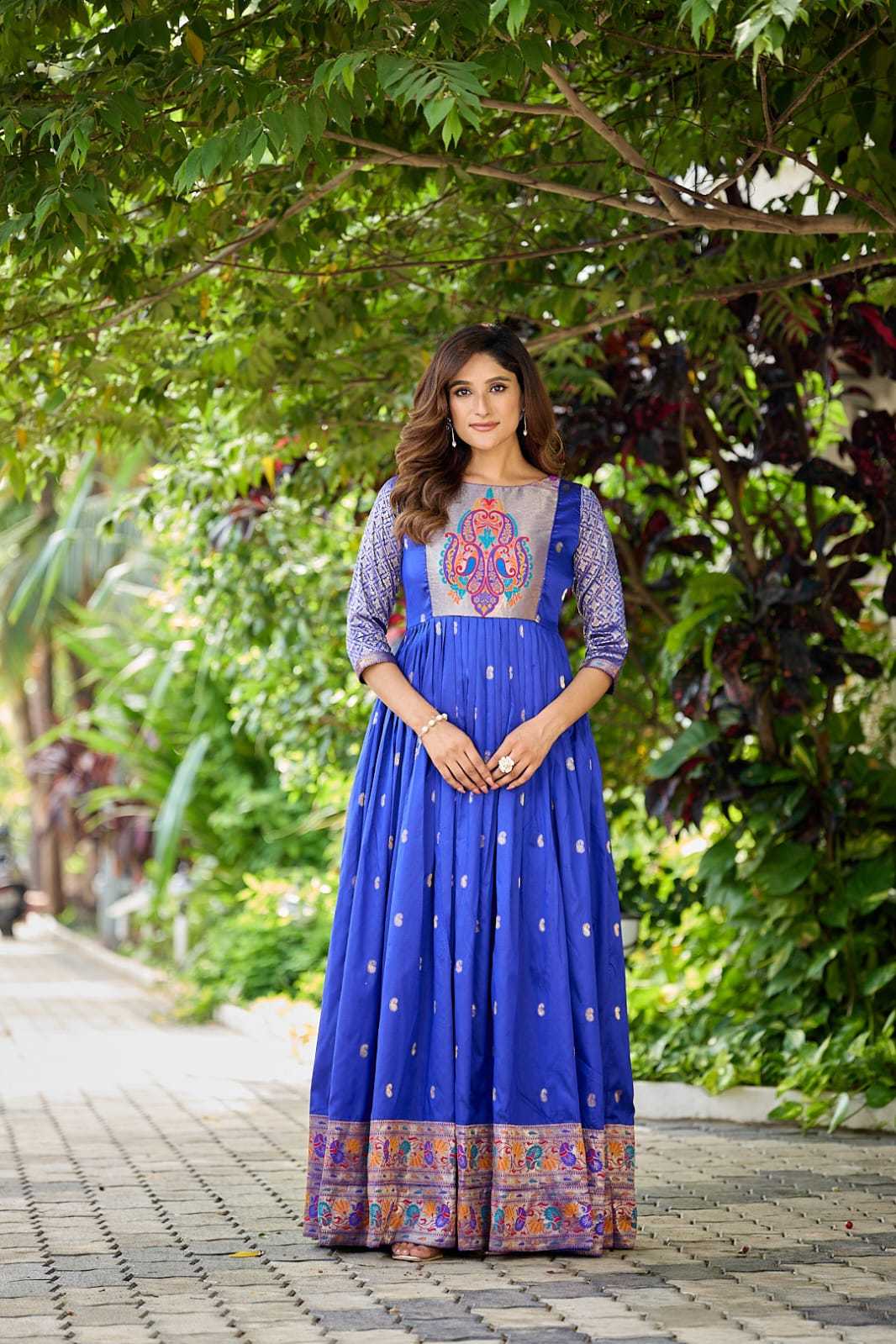 Ynf Soft Silk KESH249 104 Gowns Festive Collections Plus Size Collections Wholesale Party Wear Gowns Silk Gowns Fit And Flare Gowns Manufacturer- Kapda Export