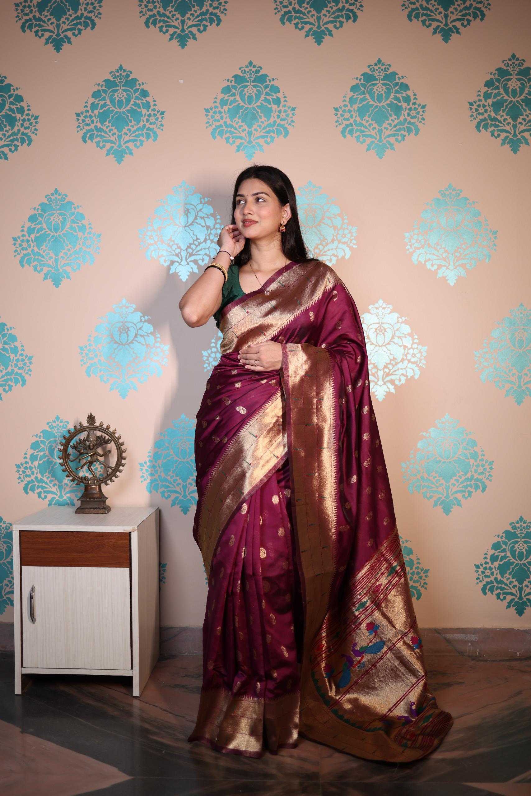 Ynf Soft Silk KESH672 morni paithani Silk Sarees Wholesale Soft Silk Sarees Designer Silk Sarees Zari Border Silk Sarees Manufacturer- Kapda Export